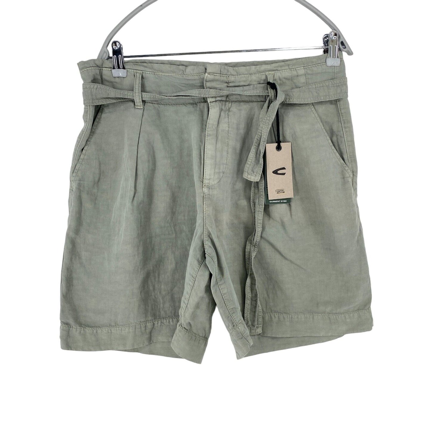 CAMEL ACTIVE Women Grey Relaxed Fit Linen Blend Shorts Size W28