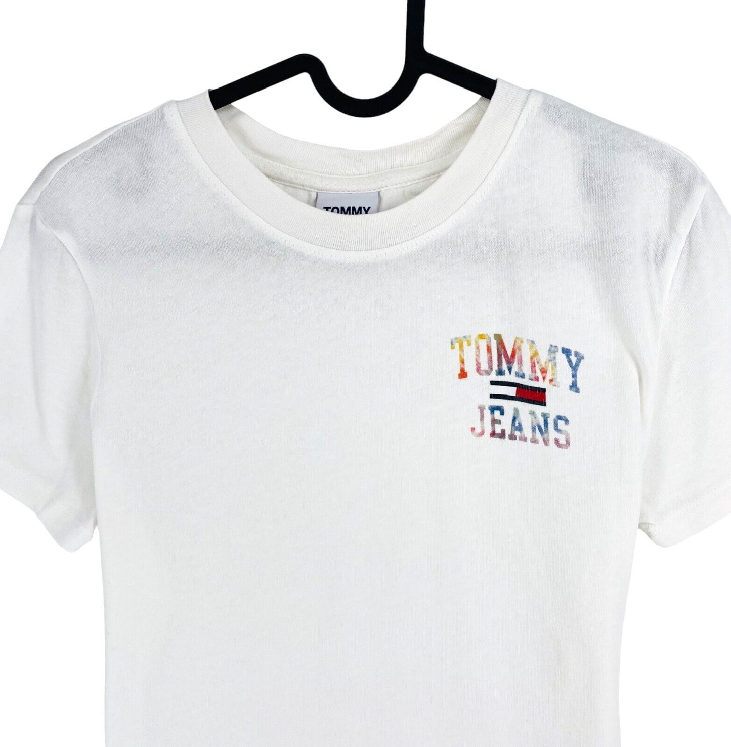 Tommy Hilfiger Women White Side Logo Crew Neck T Shirt Size XS