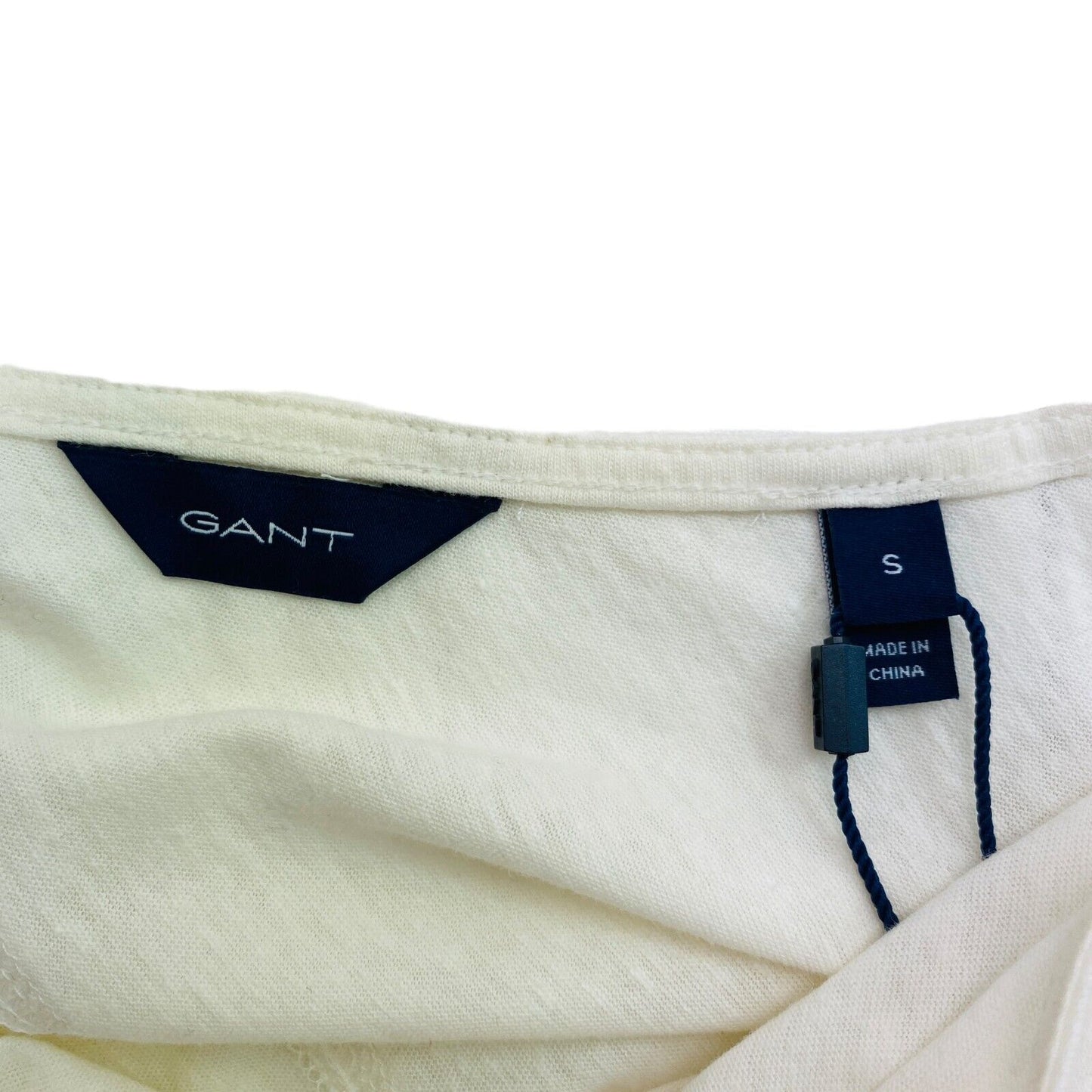 GANT Blouse à manches 3/4 à col rond en coton et lin beige Taille S