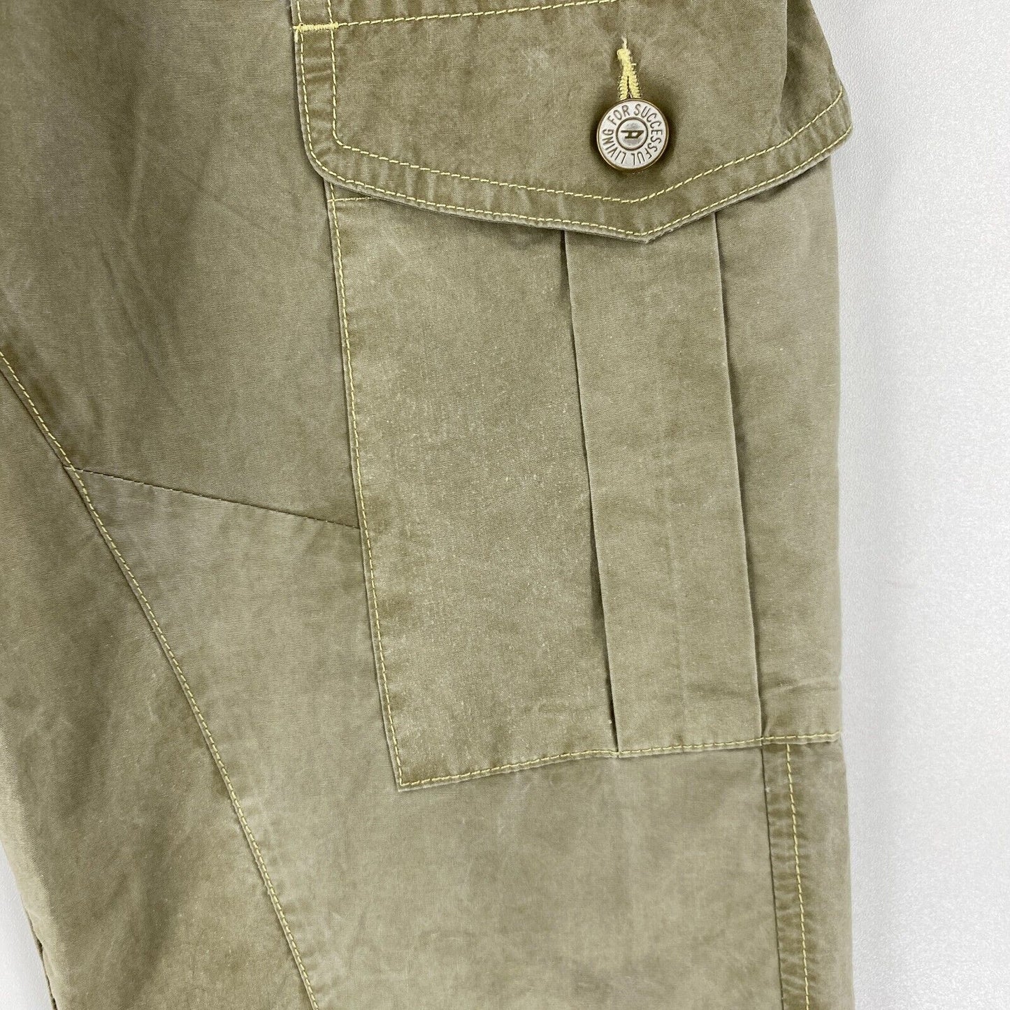 DIESEL URSULA Khaki Green Regular Straight Fit Cuffed Cargo Trousers Size EUR 40