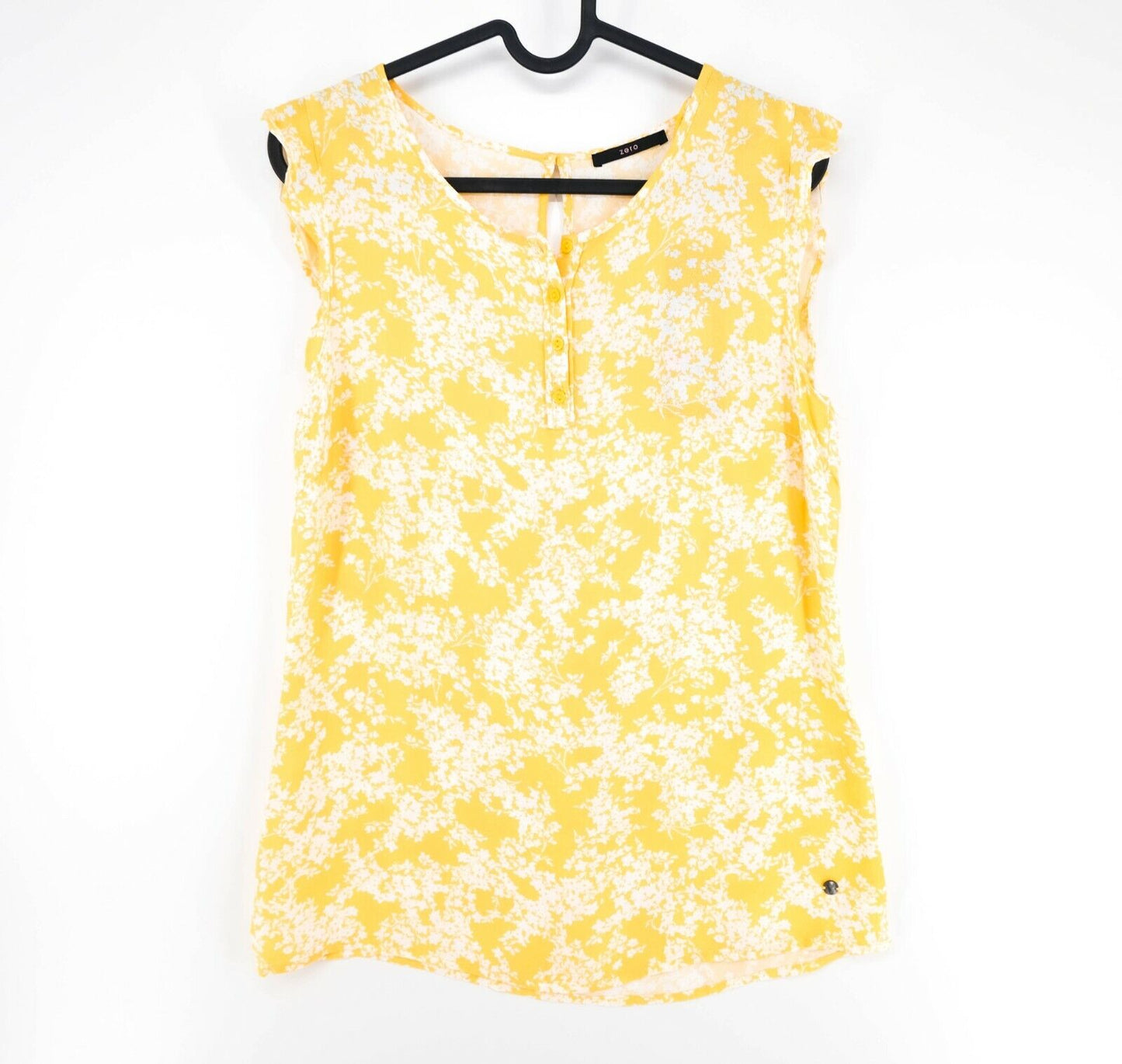 ZERO Yellow Floral Print Blouse T Shirt Size 34