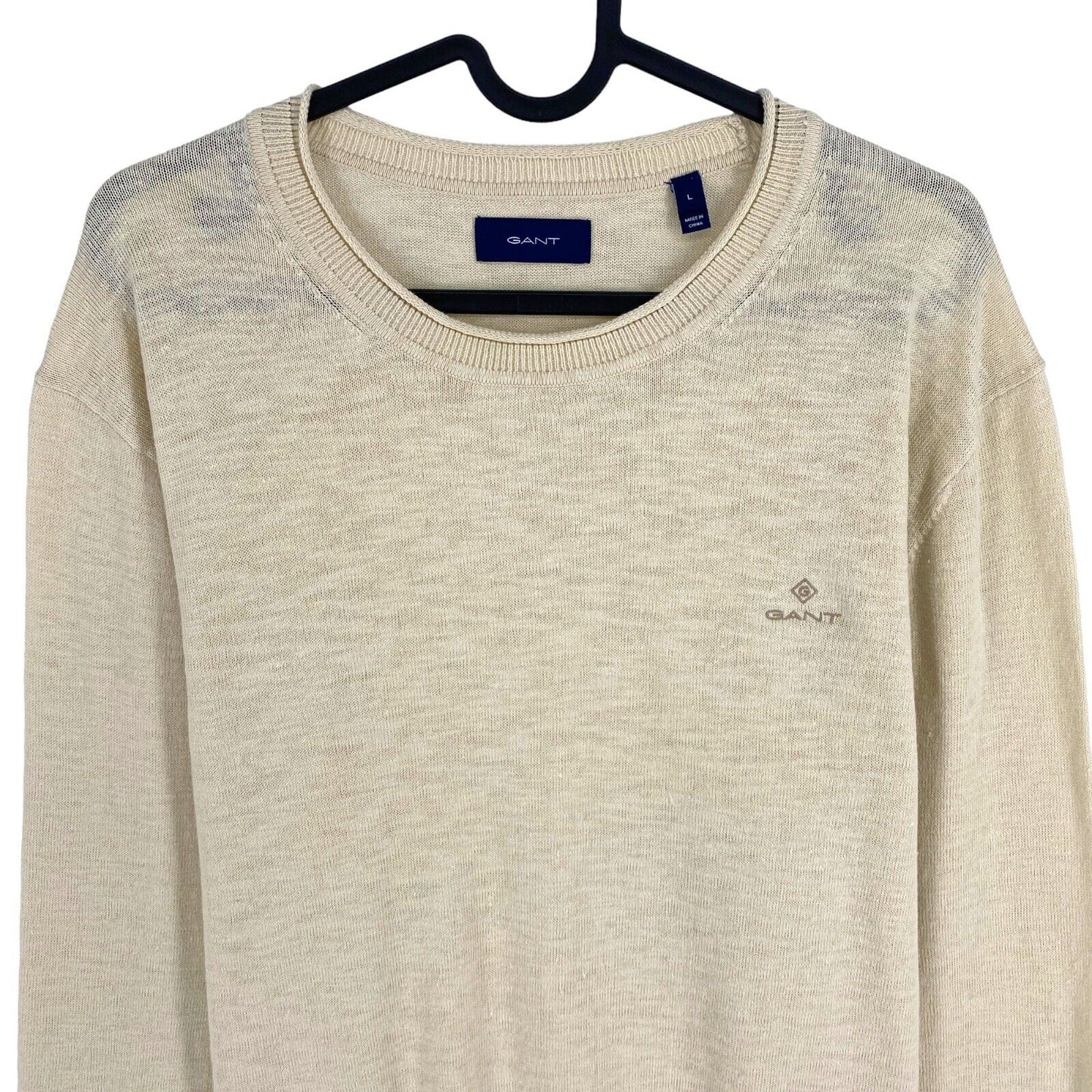 GANT Beige Linen Cotton Silk Crew Neck Jumper Sweater Size L