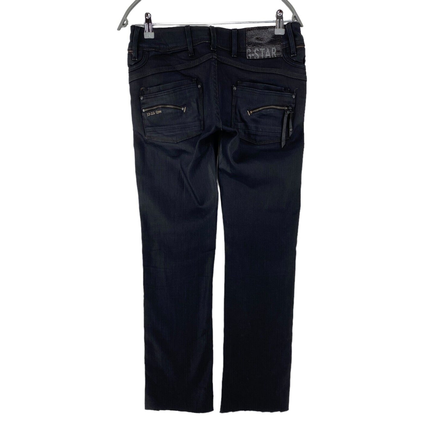 G-STAR BERLIN femme noir coupe droite régulière jean enduit W26 L28