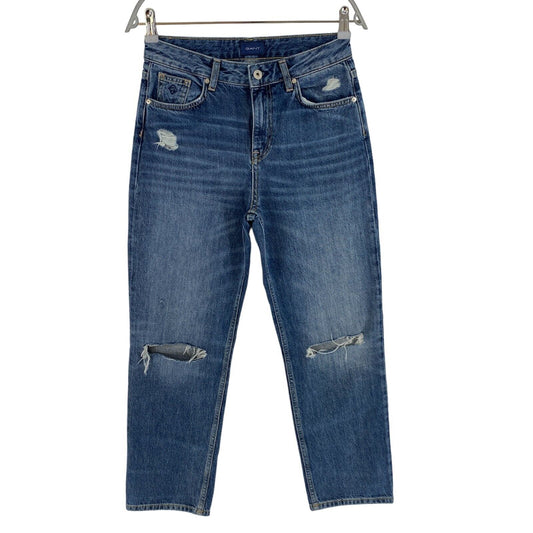 GANT Damen CAMIE Jeans im Relaxed Fit mit verkürzten, zerrissenen Beinen, Größe W26