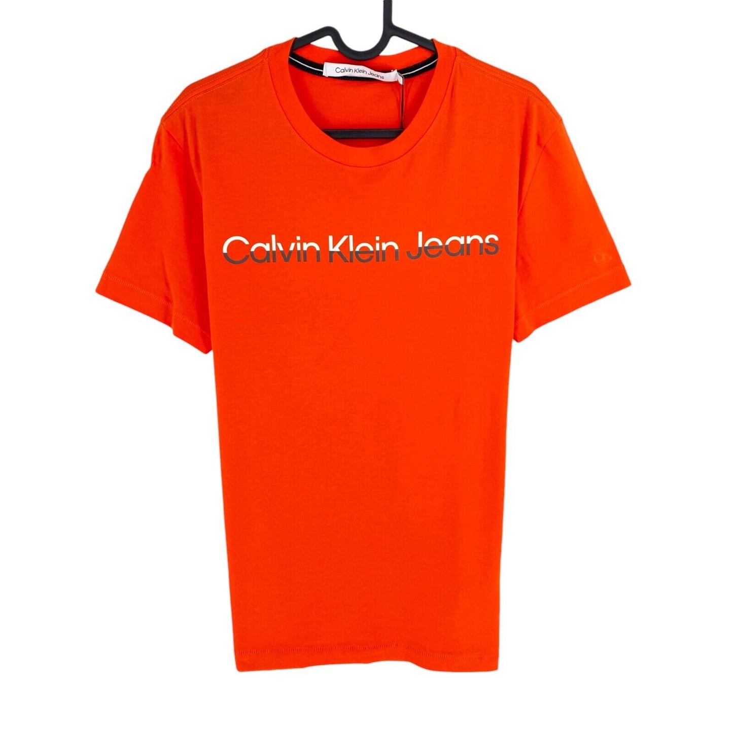 CALVIN KLEIN JEANS Men Orange Short Sleeves Crew Neck T-Shirt Size S