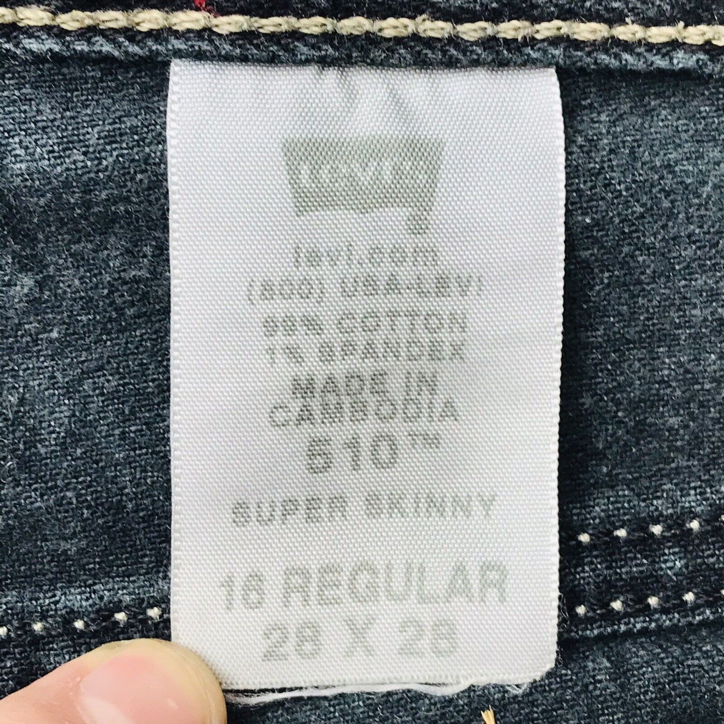 Vintage Levi's 510 Boys Dark Grey Super Skinny Fit Jeans 16 Reg / W28 L28