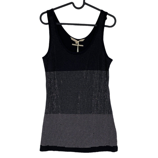 SILVIAN HEACH Schwarzes, ärmelloses Jersey-Tanktop mit Rundhalsausschnitt und Strasssteinen, Größe M