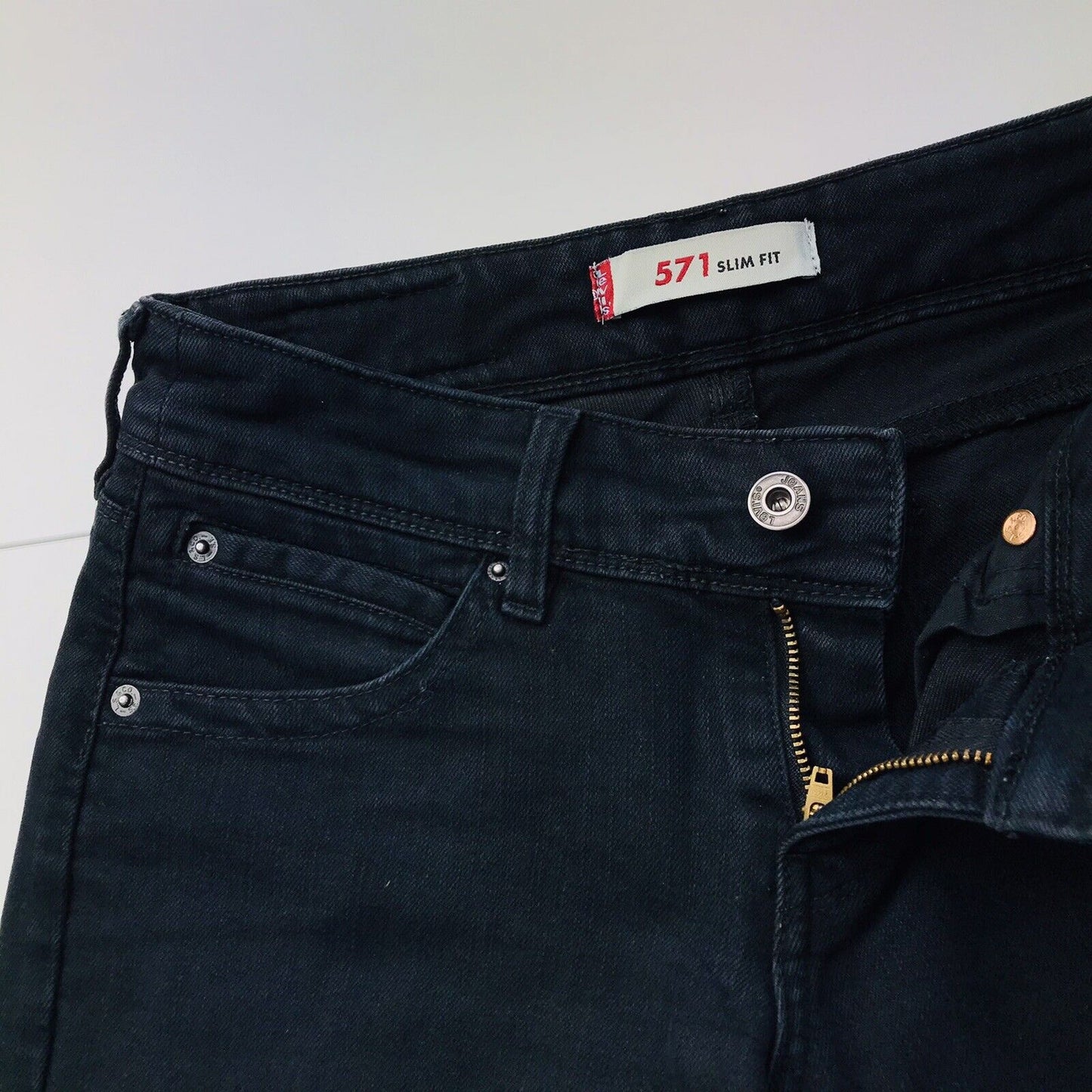 Vintage Levi's 571 Women Black Slim Fit Jeans Size W28 L30