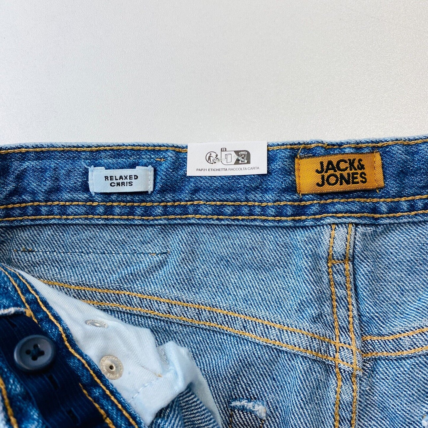 JACK & JONES CHRIS Boys Blue Relaxed Straight Fit Jeans 14 Years 164 cm. W28