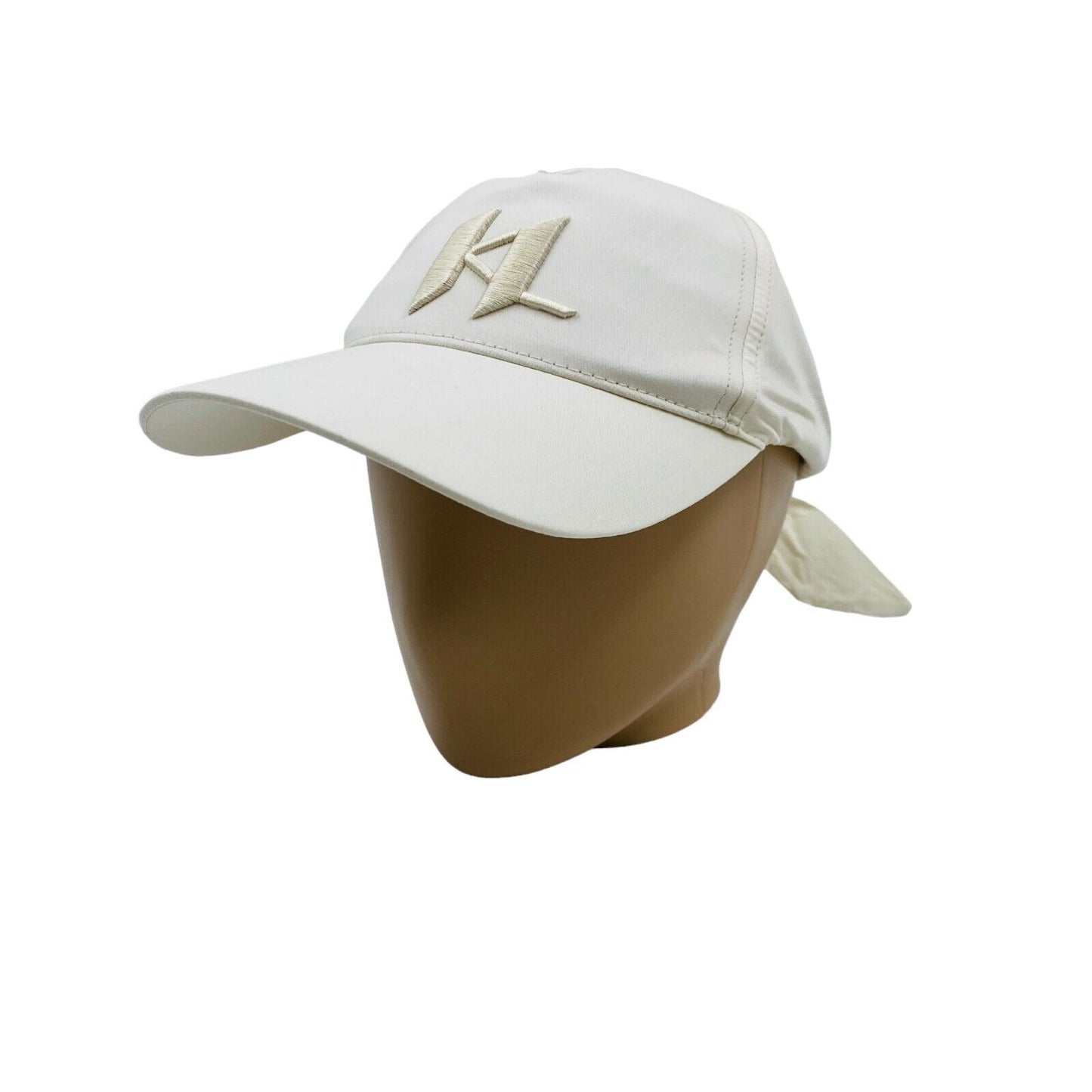 KARL LAGERFELD Women White Cotton Logo Ribbon Baseball Cap Hat One Size