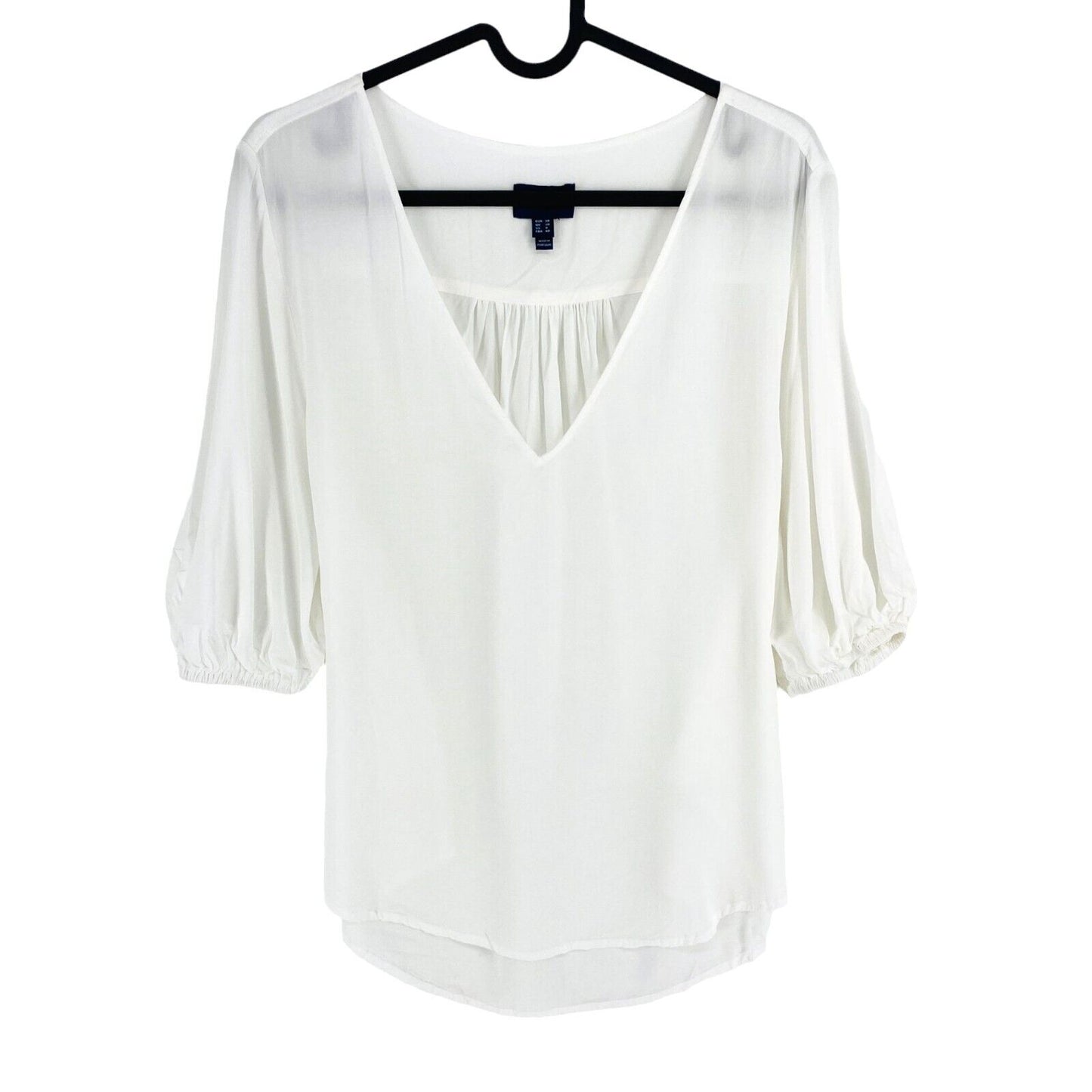 GANT Women White Puff Sleeve V Neck Top Blouse Size EU 38 UK 10 US 8