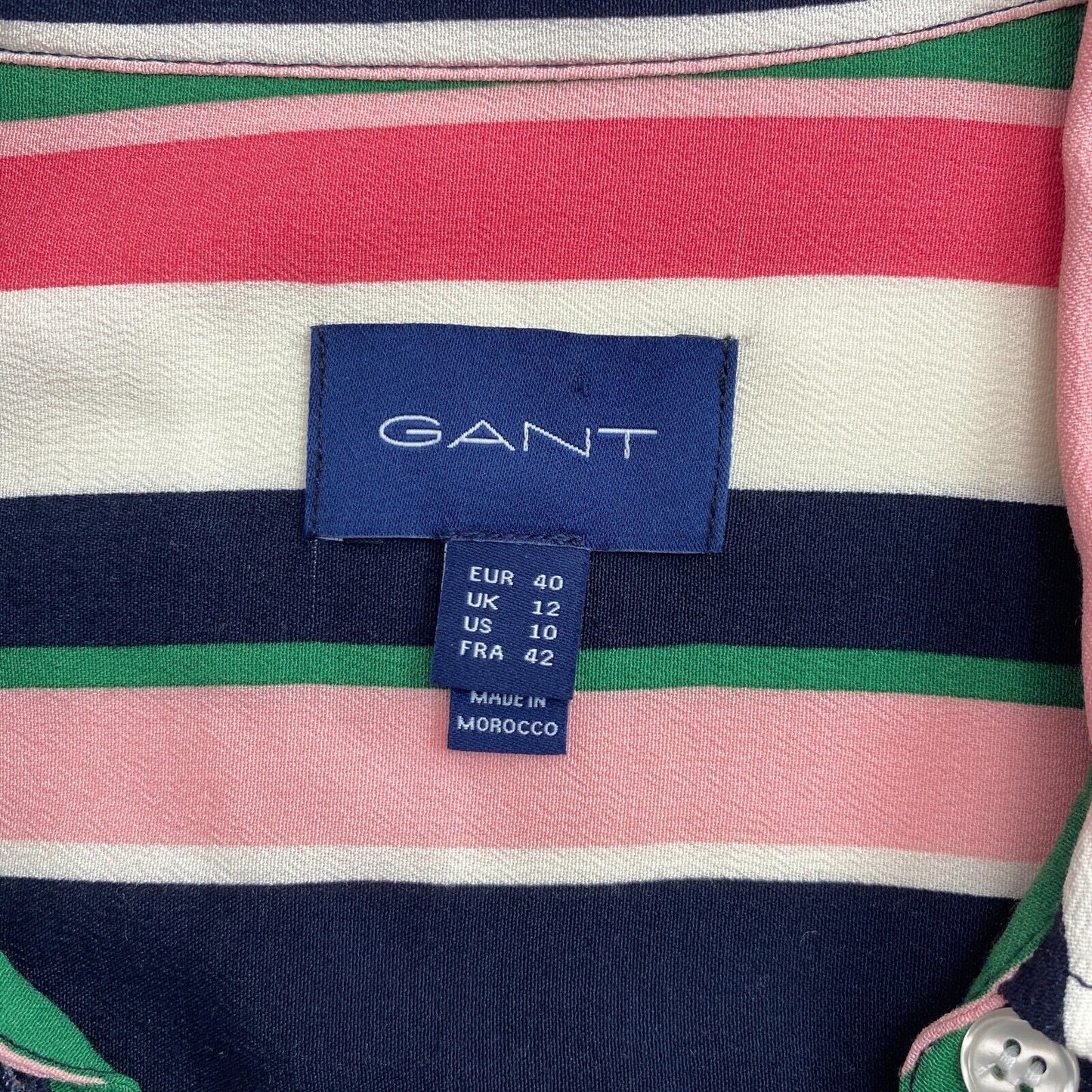 GANT Green Multistripe A Line Robe chemise à manches longues Taille EU 40 UK 12 US 10