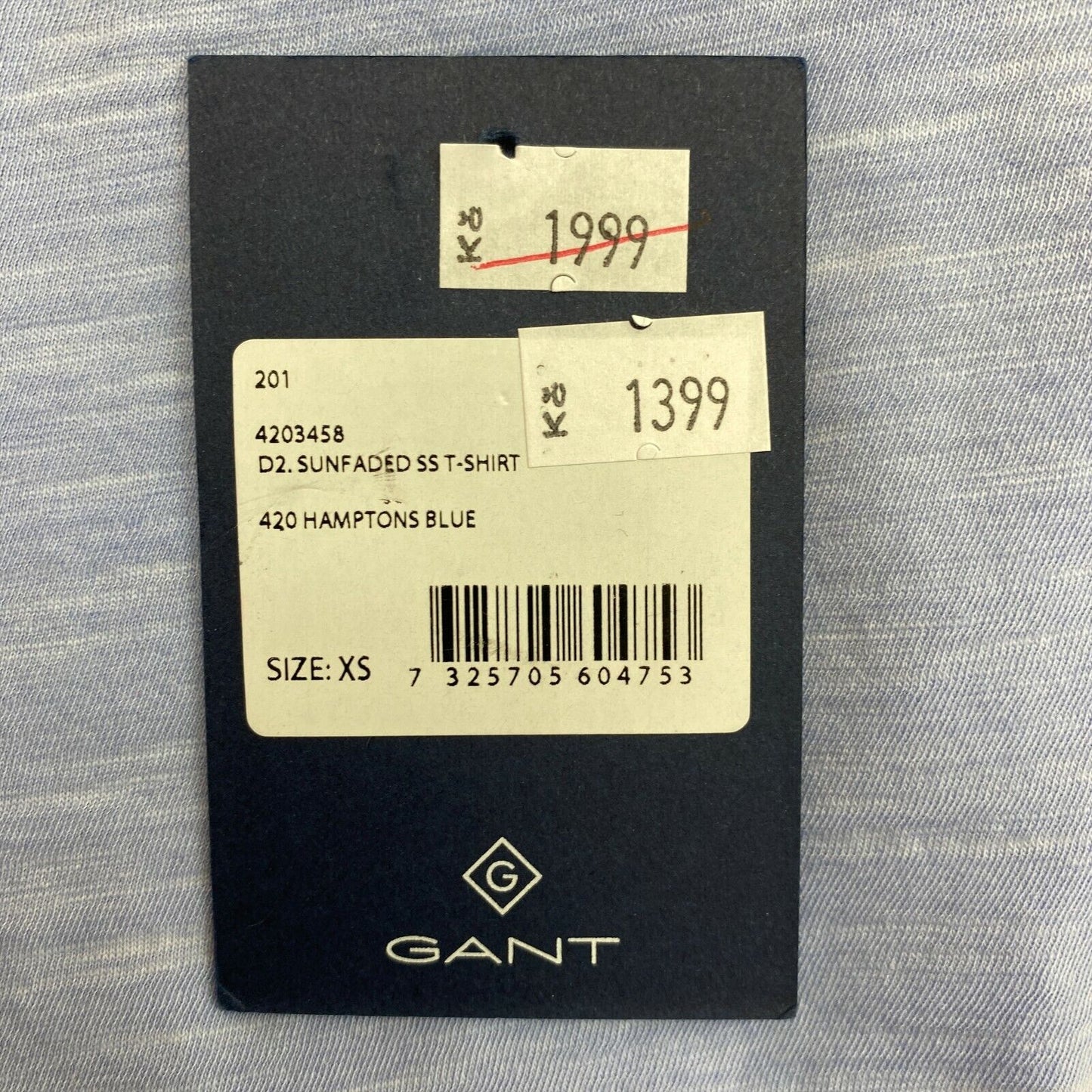 GANT T-Shirt mit V-Ausschnitt, sonnenverblasst, Blau, Größe XS