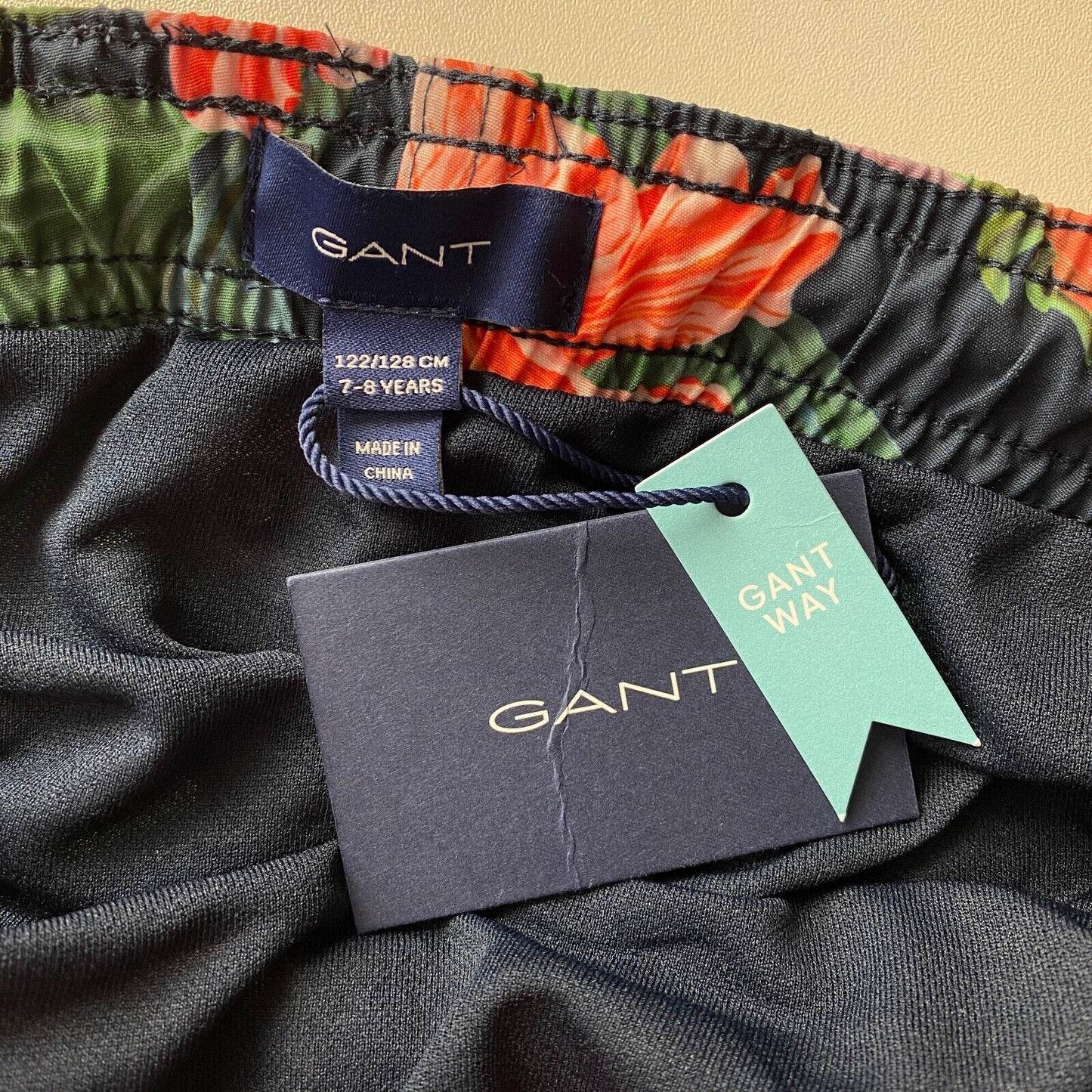 GANT Dark Blue Floral Swimwear Swimming Trunks Shorts 7 - 8 Years 122 / 128 cm