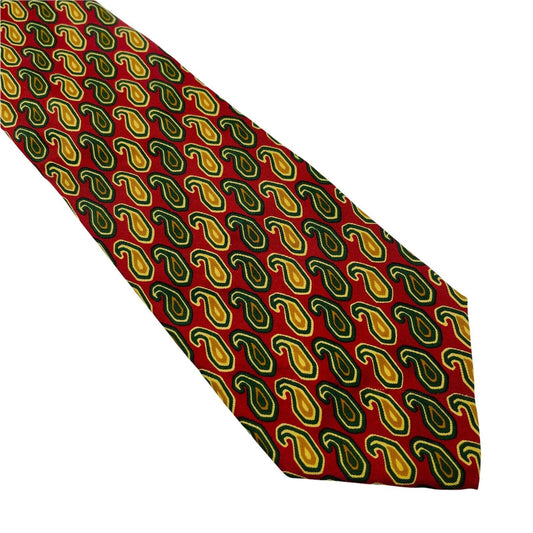 GANT Vintage Red Green Ornamented 100% Silk Hand Made Tie