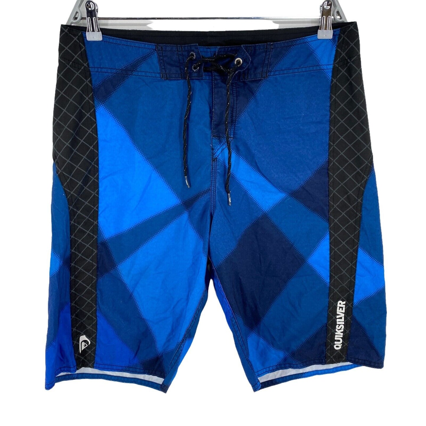 QUIKSILVER Geometric Navy Blue Black Swimwear Swimming Trunks Shorts Size L