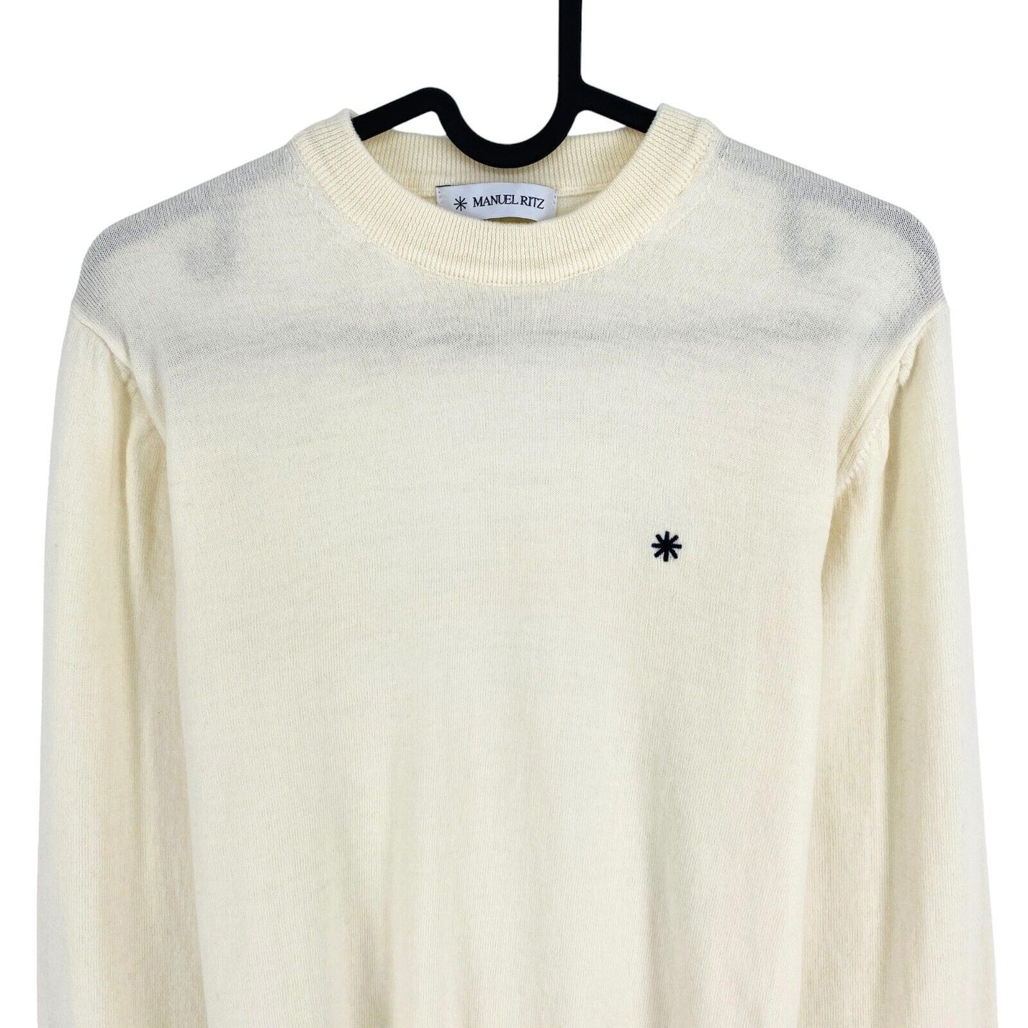 Manuel Ritz Beige Crew Neck 100% Wool Jumper Sweater Size M