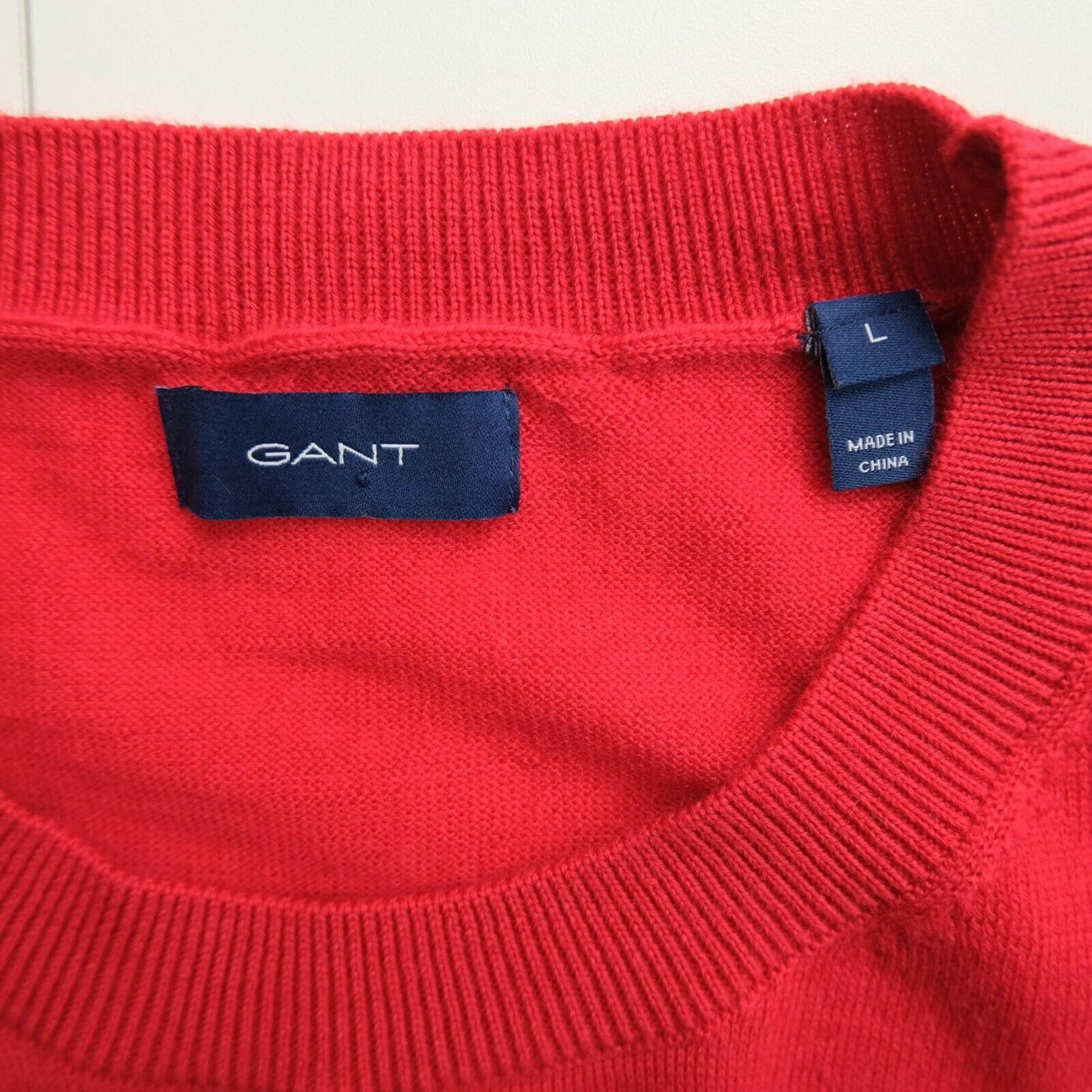 GANT Red Crew Neck 100% Wool Sweater Jumper Size L