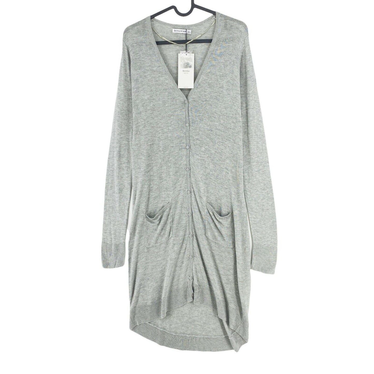 BERSHKA Grey Long Cardigan Sweater Jumper Size L