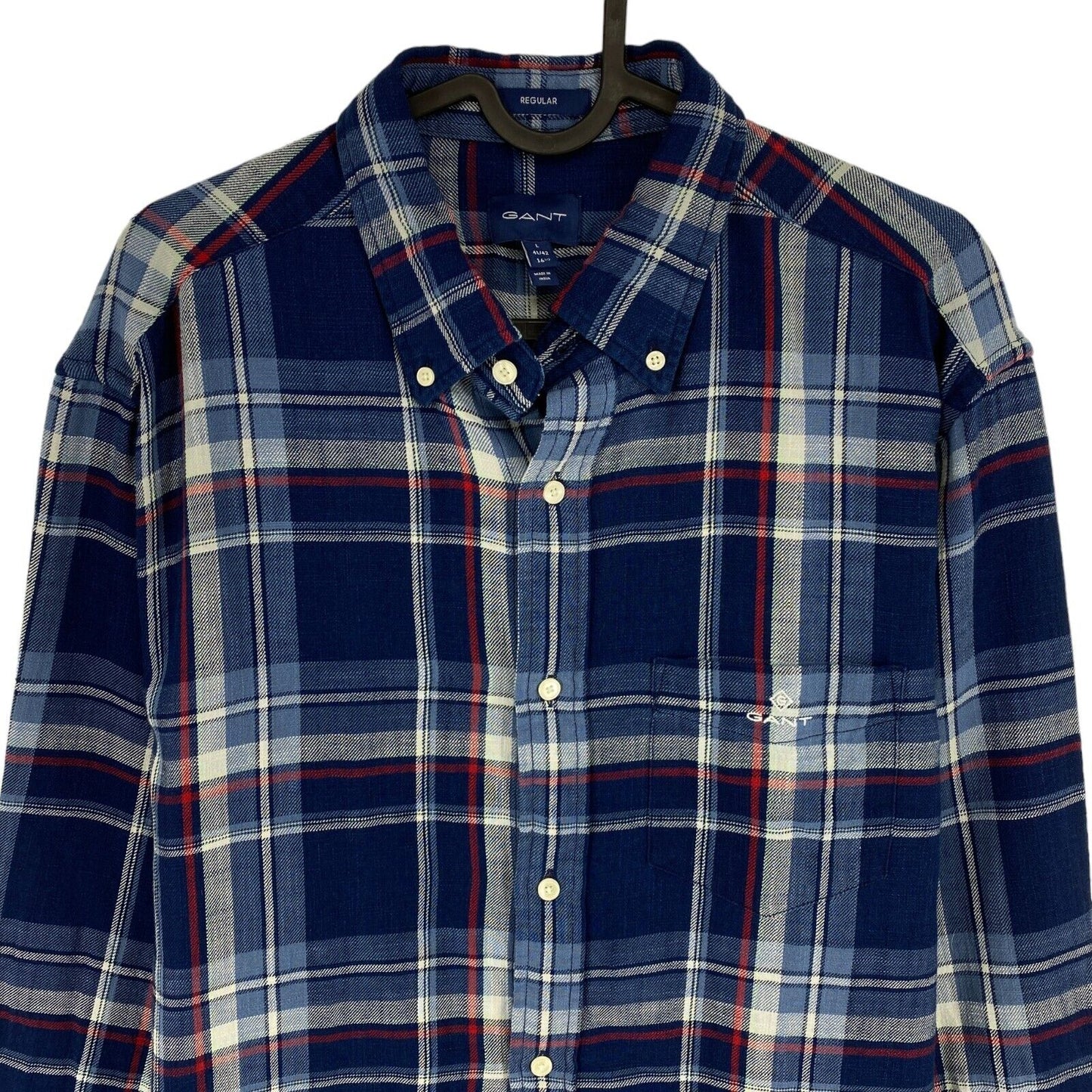 GANT Blue Plaid Regular Fit Shirt Size L 41/42 16.5