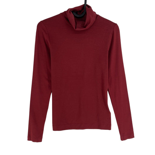 GANT Women Dark Red Stretch Long Sleeves High Neck T Shirt Size XS