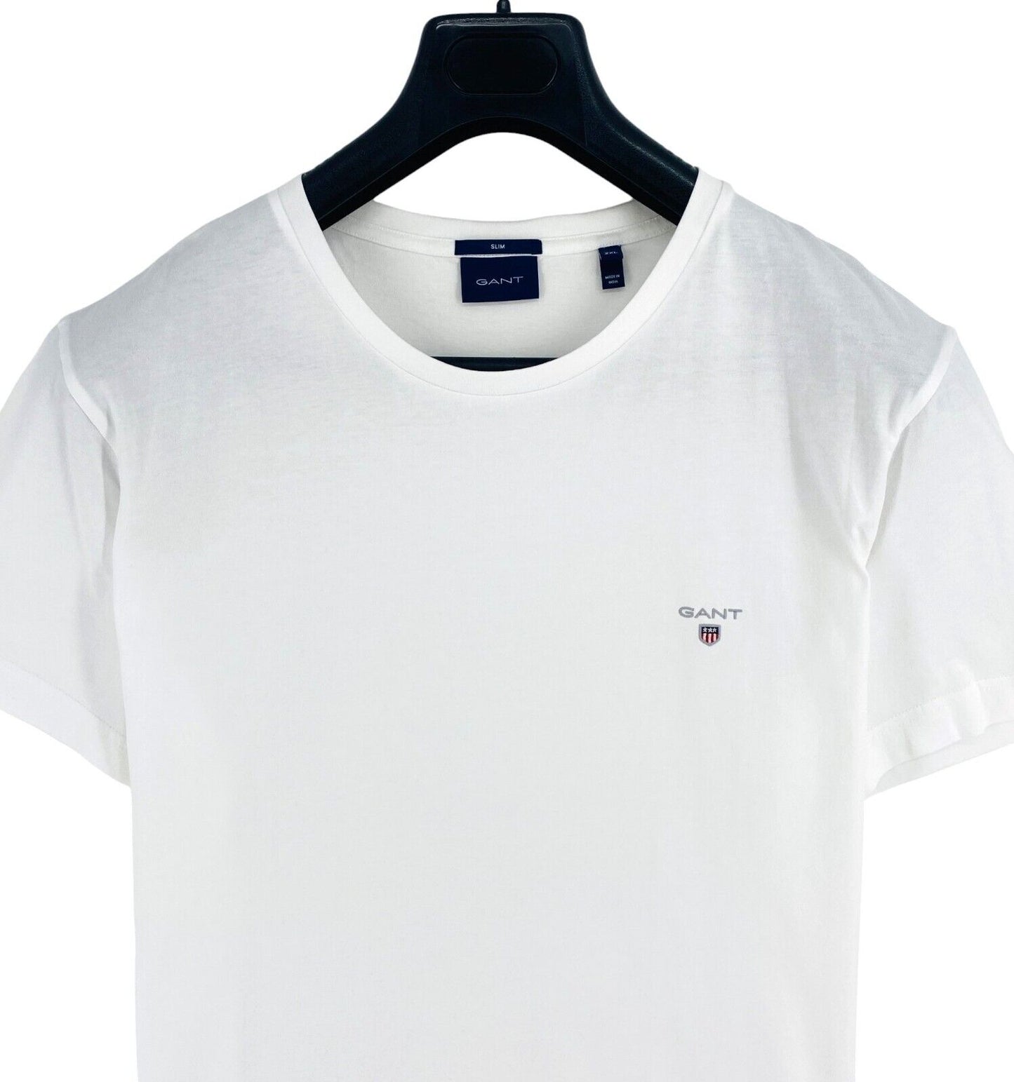 GANT Men White Original Slim Fit Crew Neck Short Sleeve T Shirt Size 2XL XXL