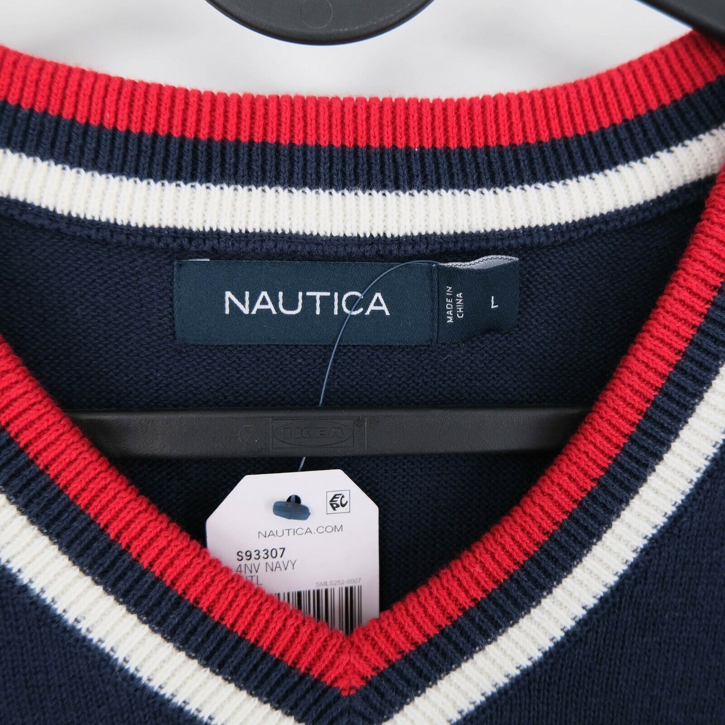 NAUTICA Blue V Neck Jumper Sweater Pullover Size L