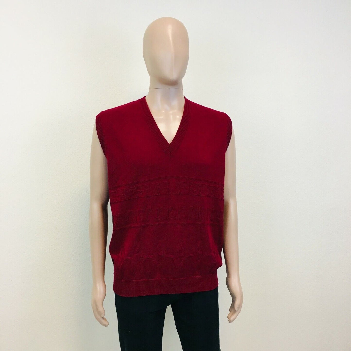 Baileys Red Cotton Blend Sleeveless Jumper Waistcoat Vest Size L