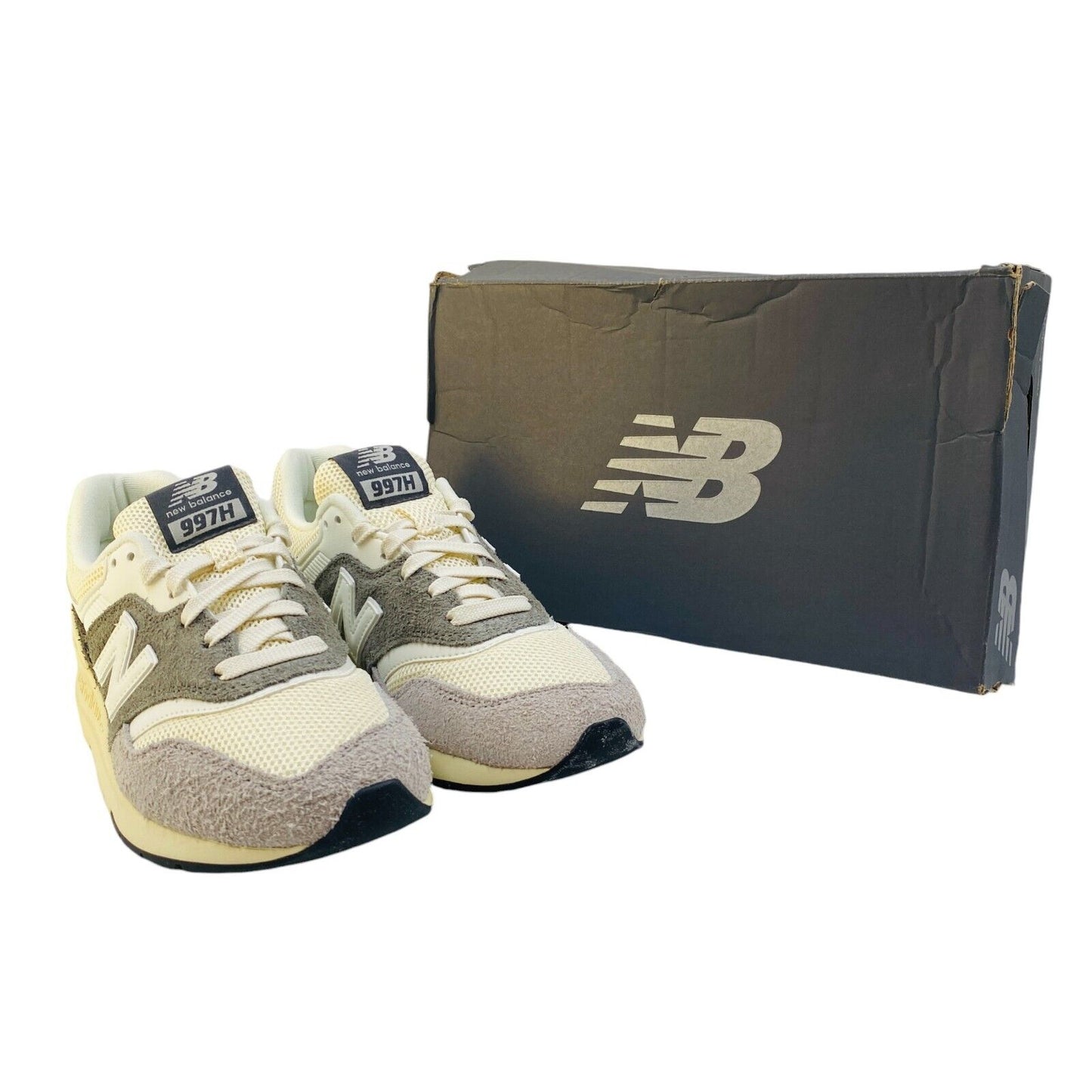 New Balance Boys Grey Beige Suede Leather Shoes Sneakers EUR 38.5 UK 5.5 US 6