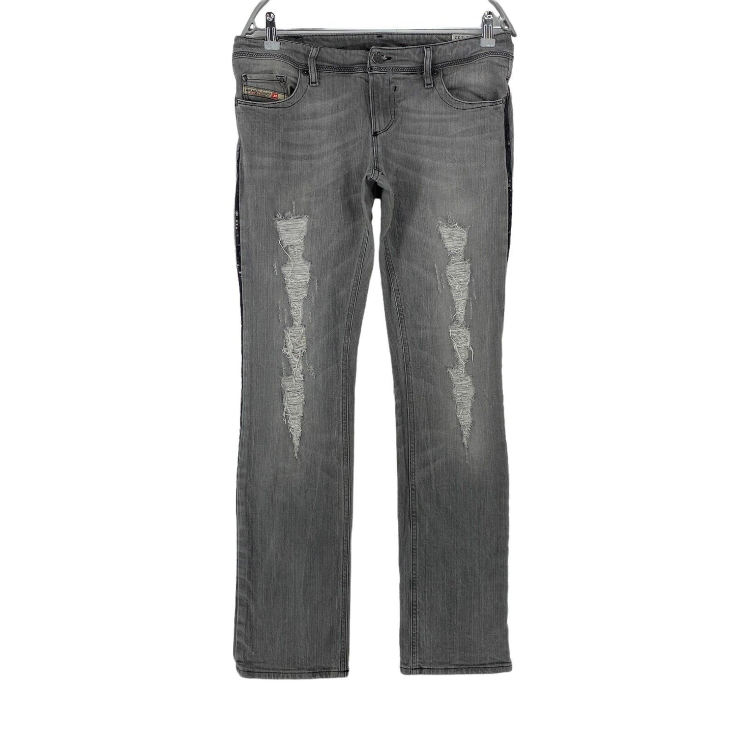 Diesel LOWKY Damen Jeans in normaler gerader Passform, Grau, W31 L32, Made in Italy