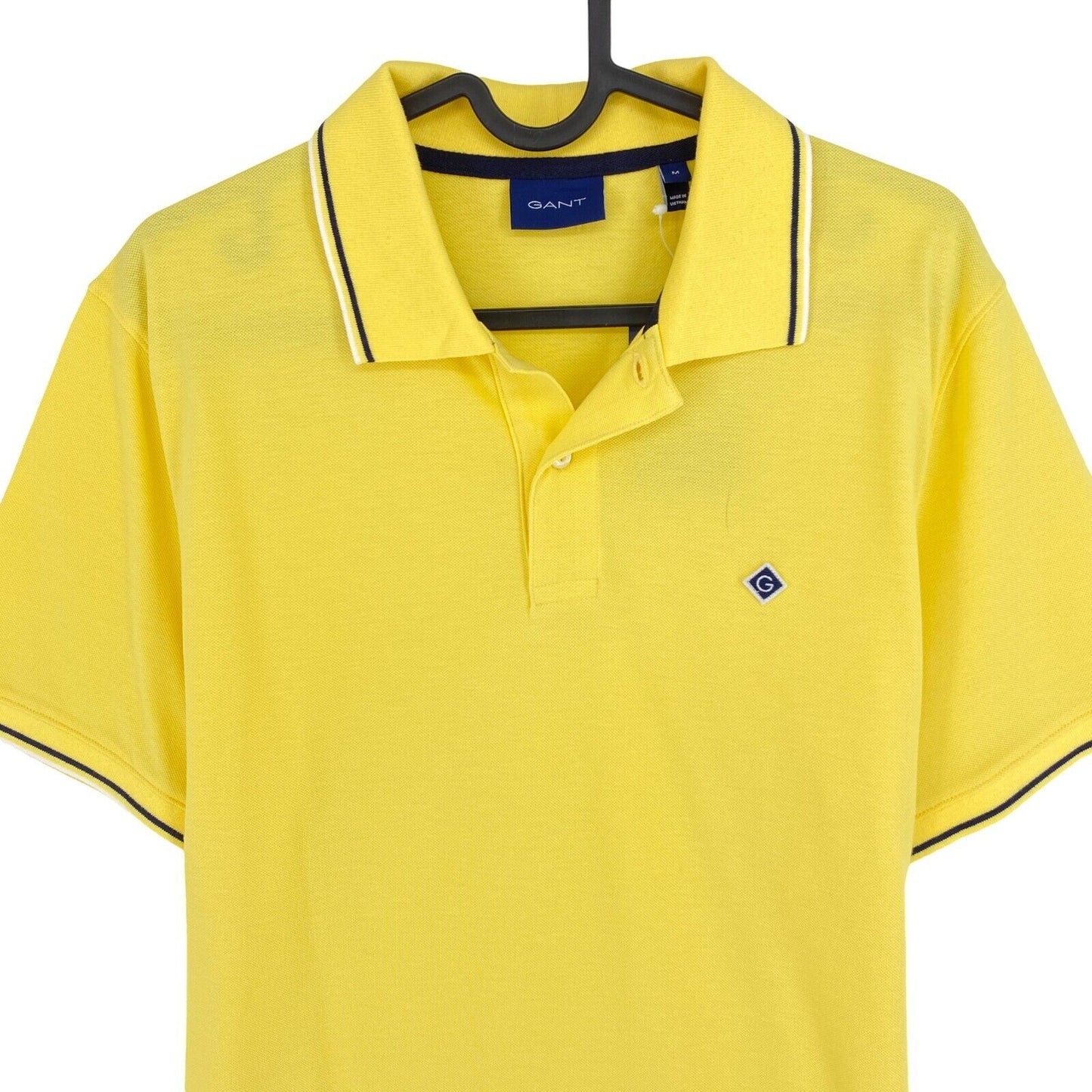 GANT Yellow Contrast Tipping Pique Rugger Polo Shirt Size M