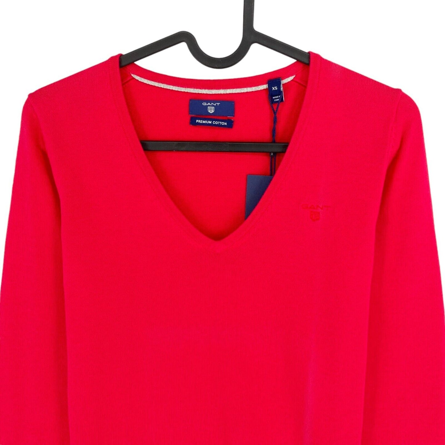 GANT Rouge Coton Léger Col V Pull Pull Pull Taille XS