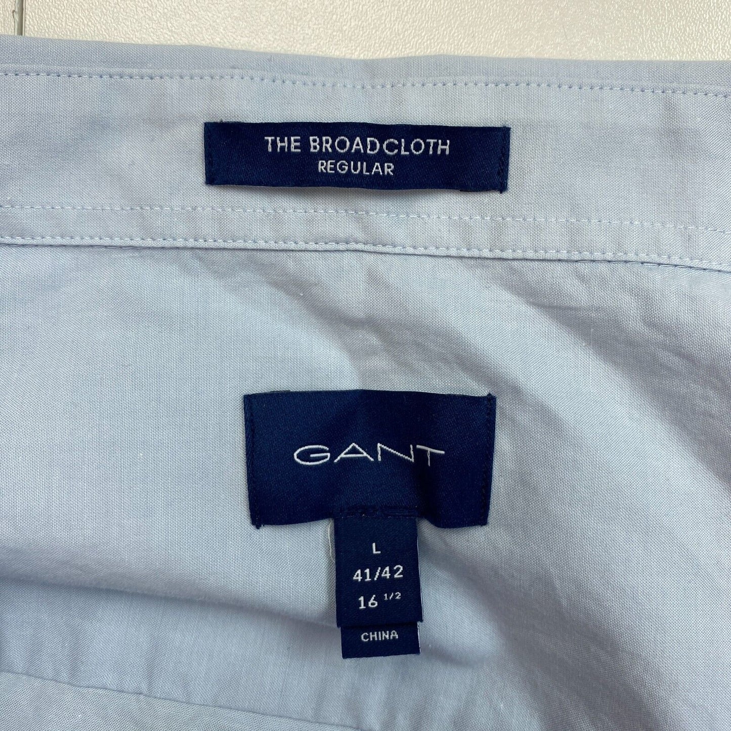 GANT Hellblaues Hemd The Broadcloth Regular Fit Größe L 41/42 16,5