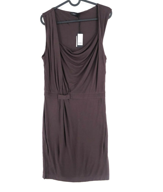 JOSEPH Brown Drapy Viscose Scoop Neck Dress Size 40