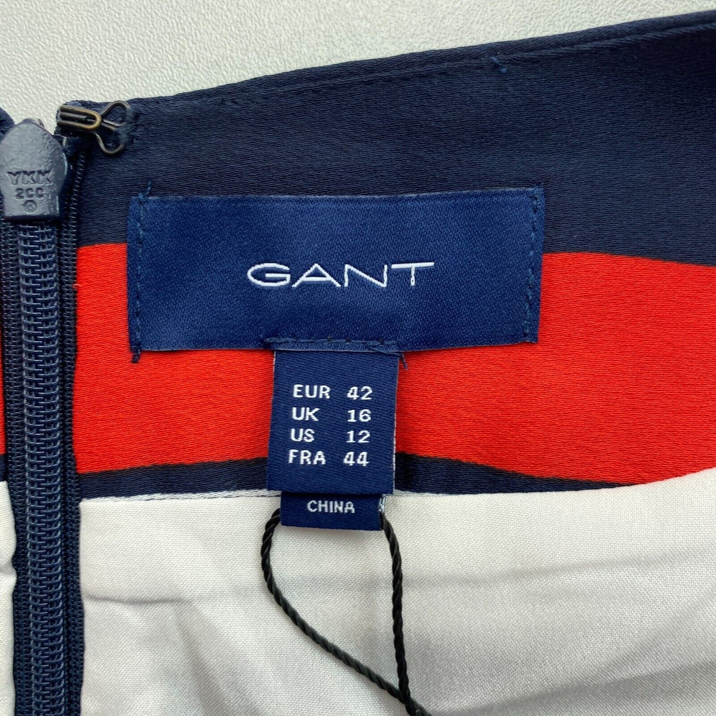 GANT Marineblaues, ausgestelltes Kleid mit Streifen im Preppy-Stil, Größe EU 42, UK 16, US 12