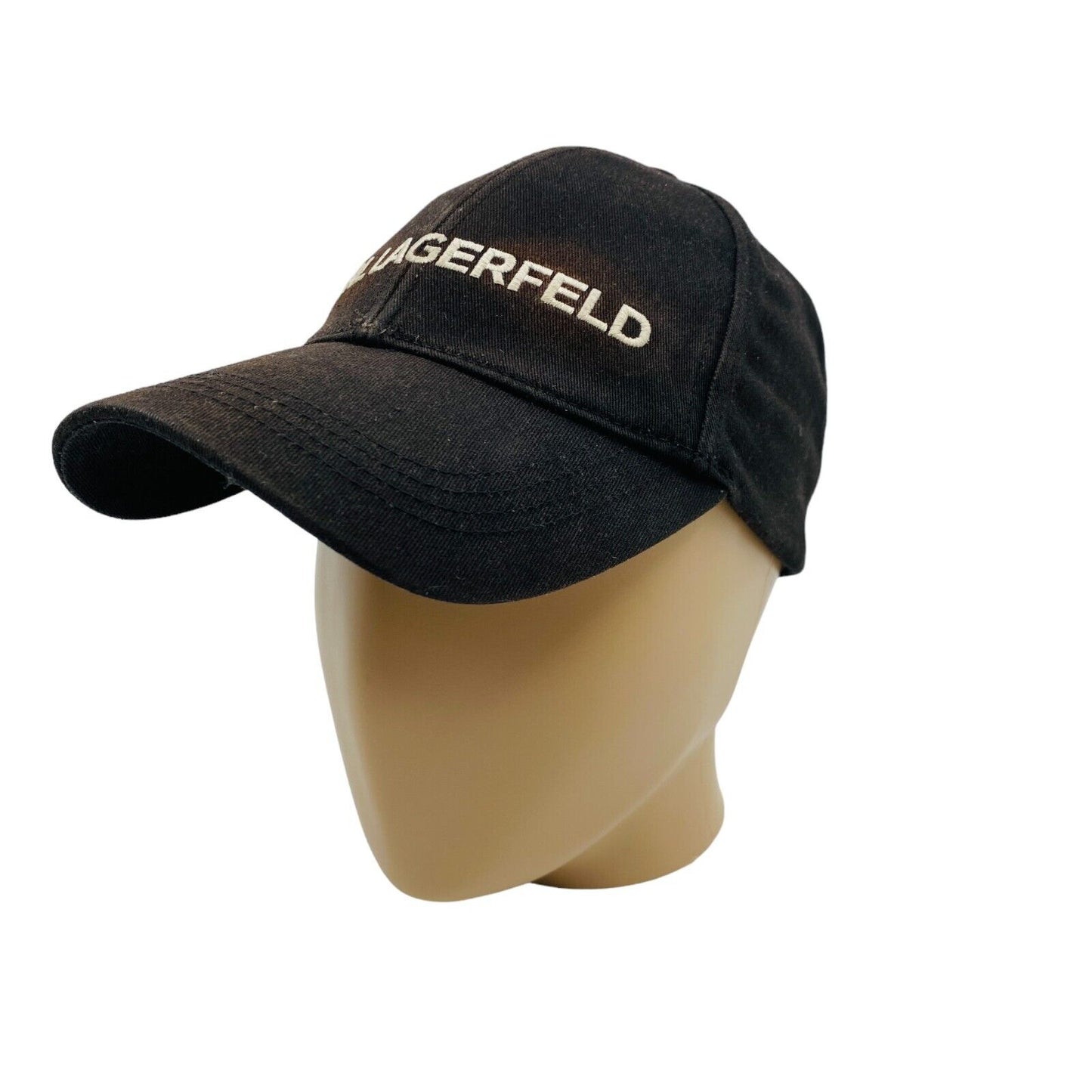 Karl Lagerfeld Mens Black Cotton Logo Baseball Twill Cap Hat One Size