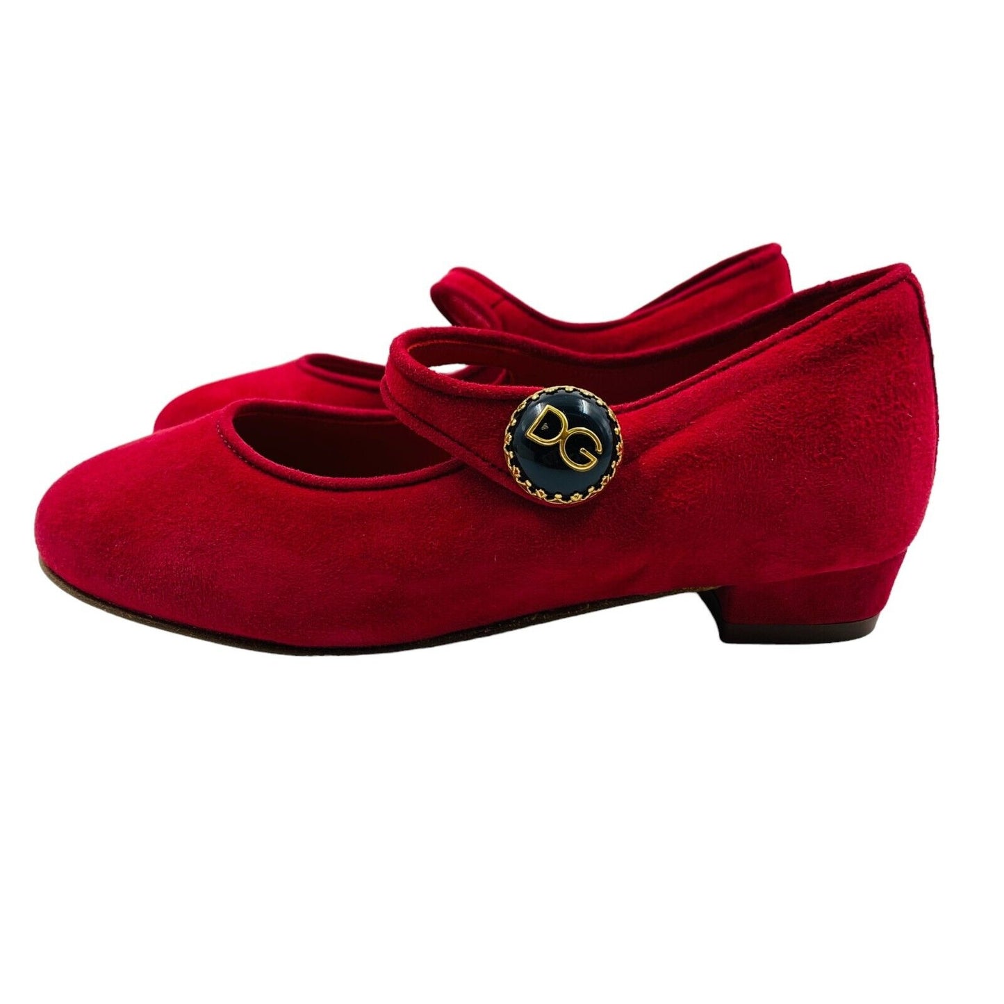 DOLCE&GABBANA Girls Red Suede Leather Low Heel Shoes EU 27 UK 9 US 10