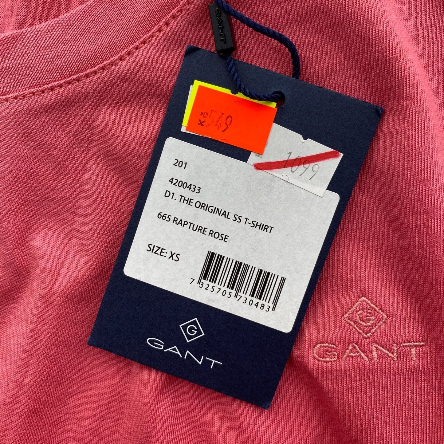 GANT Pink Original Crew Neck SS T Shirt Size XS