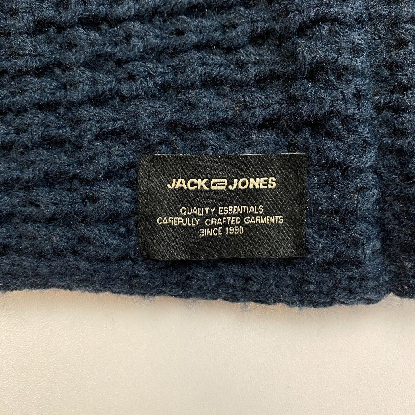 JACK & JONES Mens Navy Blue Waffle Knit Tube Scarf