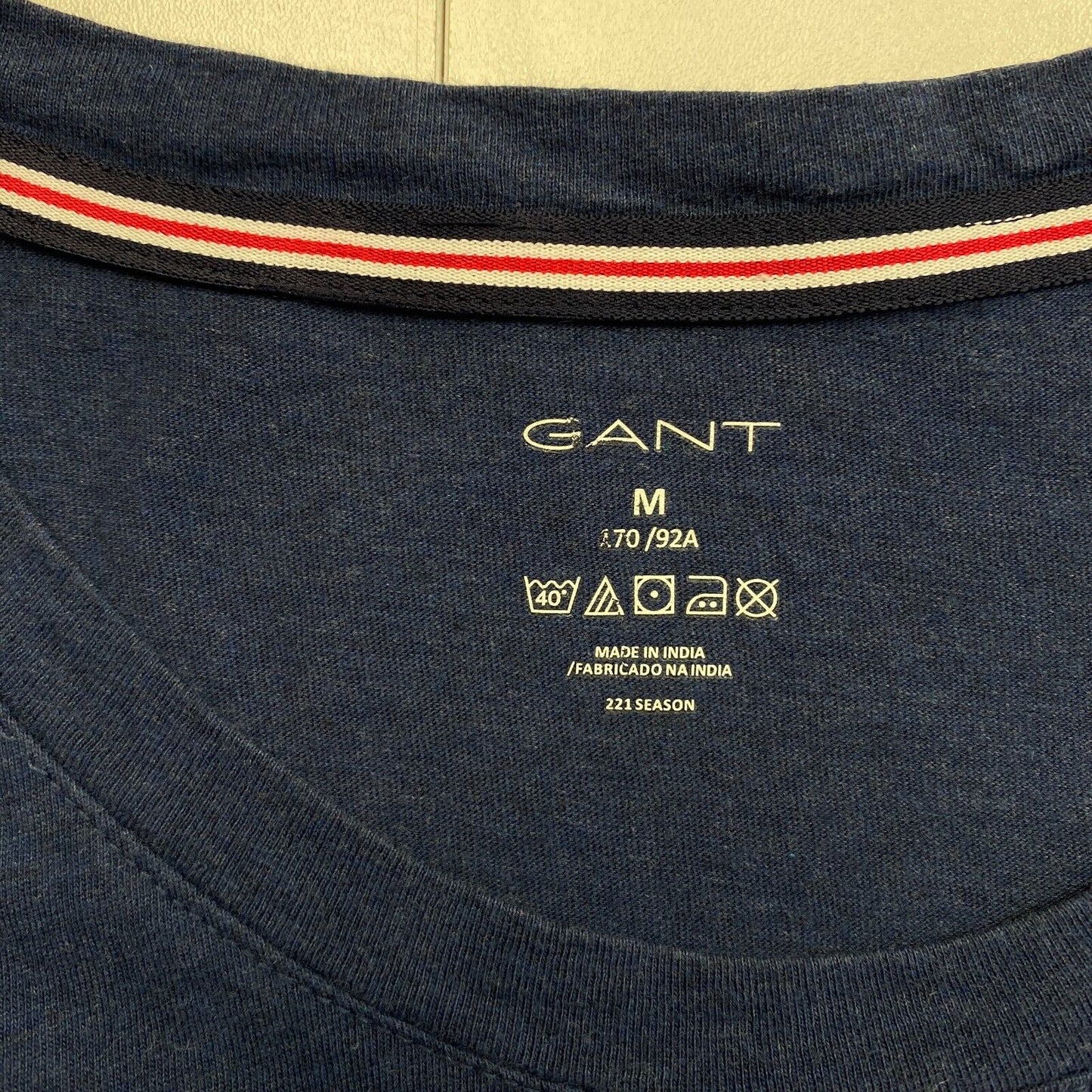 GANT Men Navy Blue Logo Crew Neck Short Sleeve T Shirt Size M