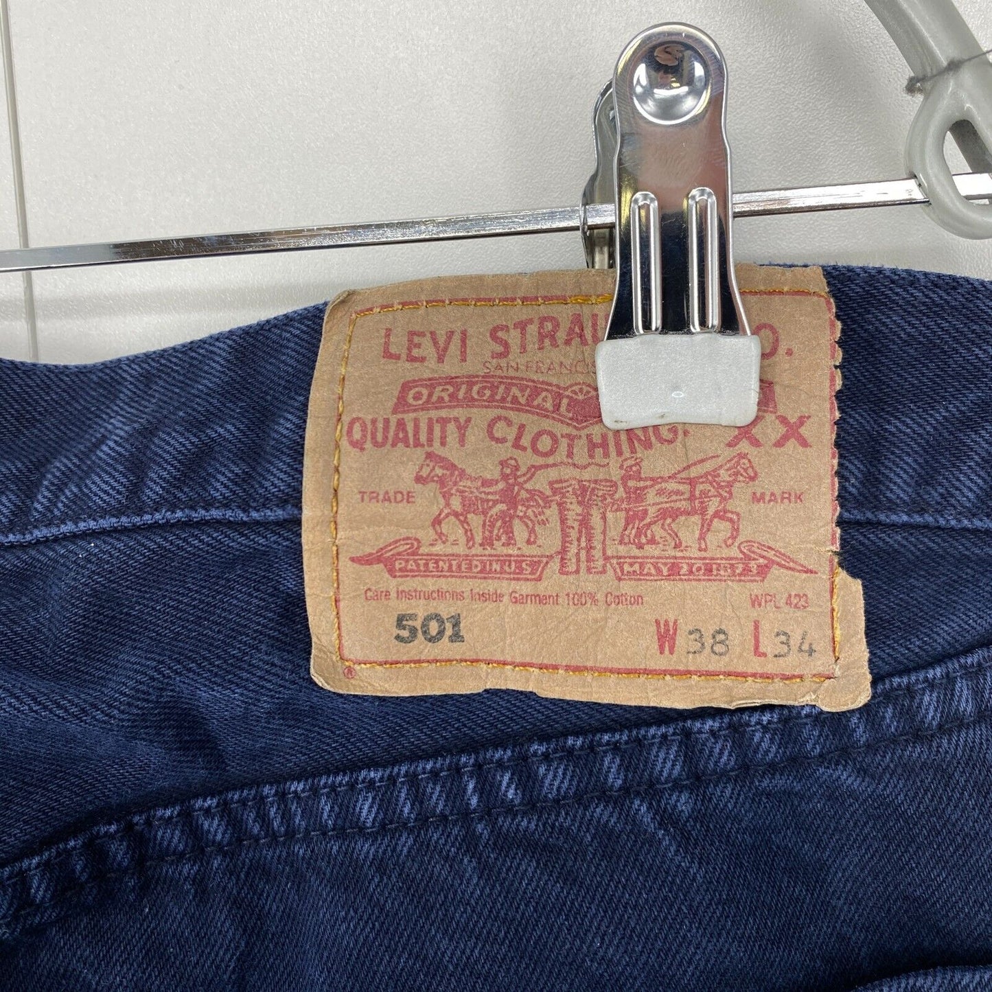 Vintage Levi's 501 Dark Blue Original Regular Straight Fit Jeans W38 L34