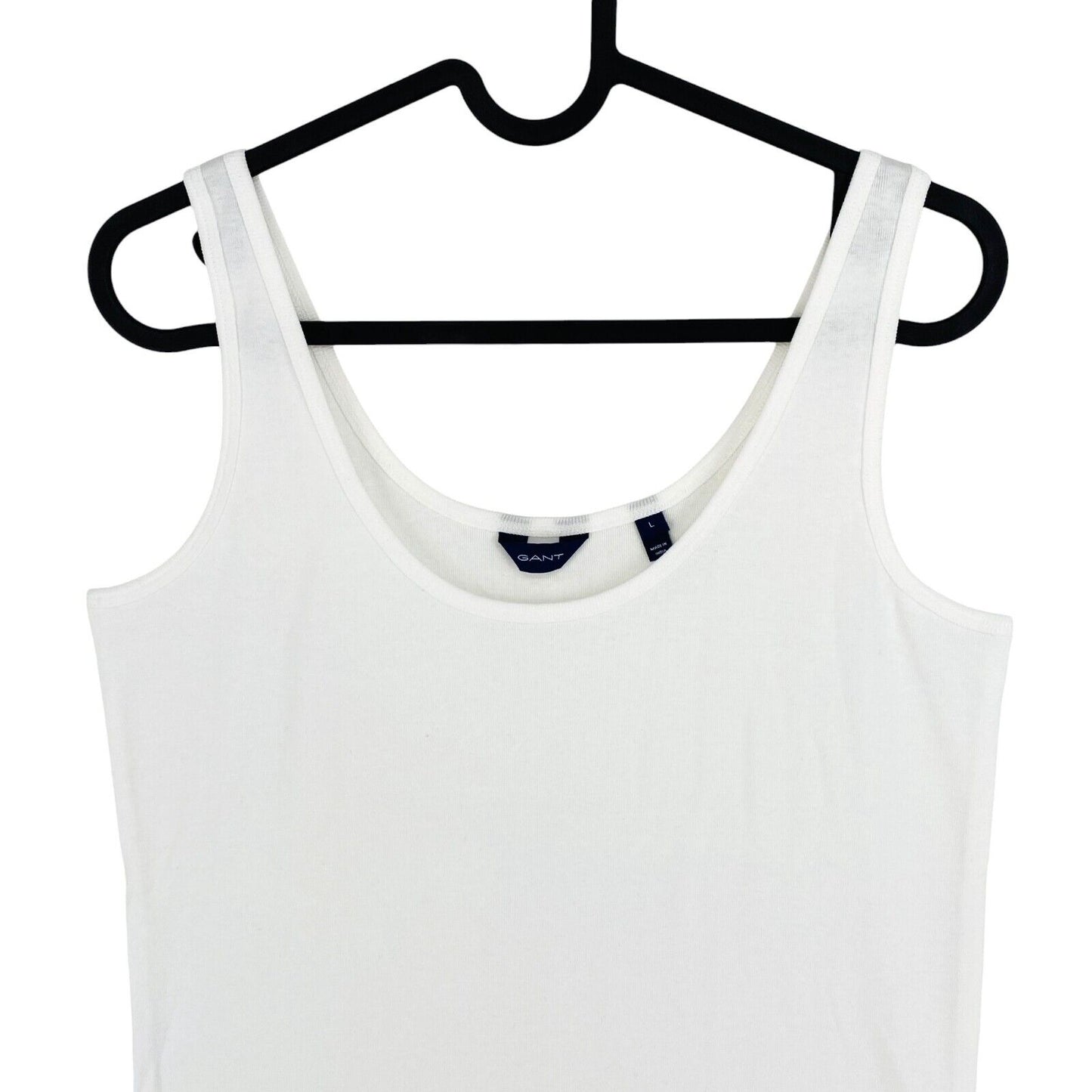 GANT Women White 1x1 Rib Tank Top Size L