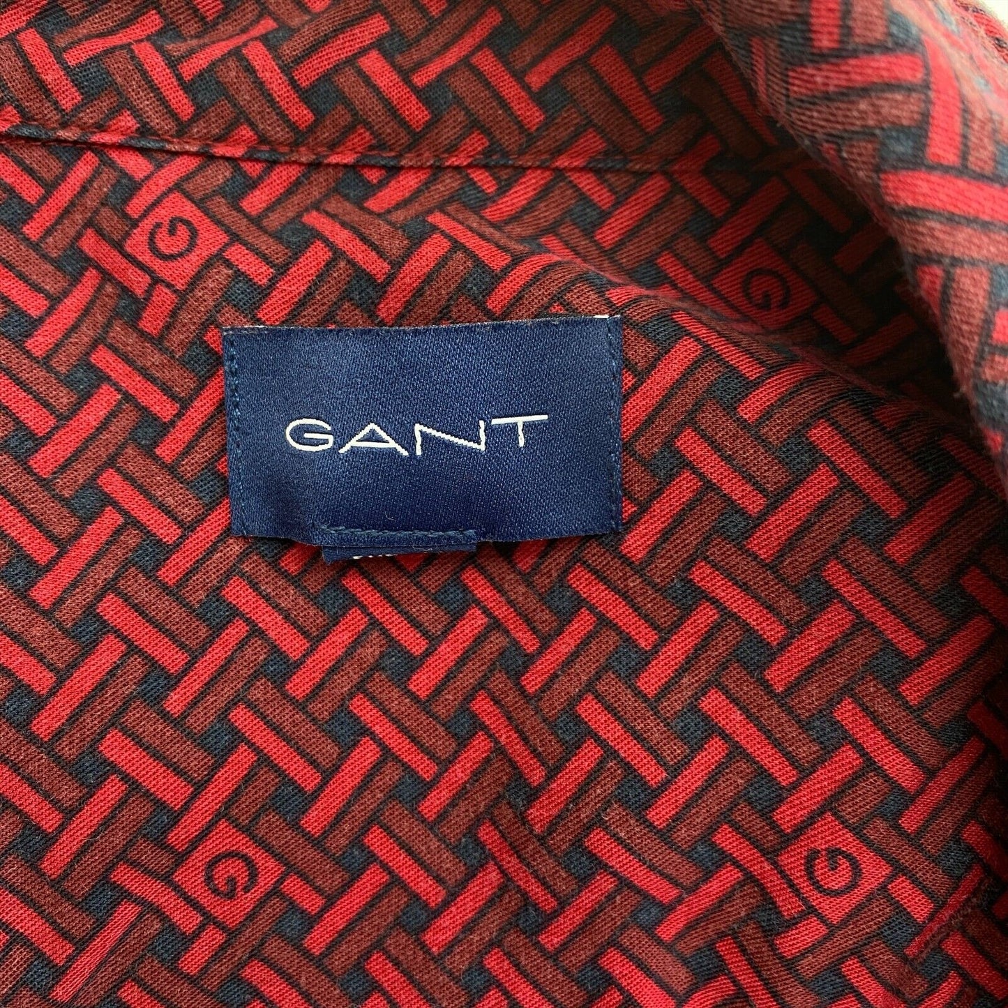 GANT Rouge Foncé Basket Weave Manches Longues Robe Chemise Taille EU 38 44 UK 12 18 US 8