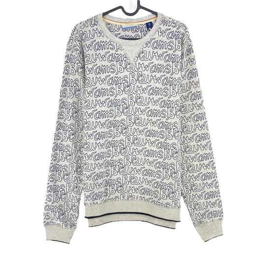 Scotch & Soda Grey Graphic Print Crew Neck Sweater Pullover Size M XL