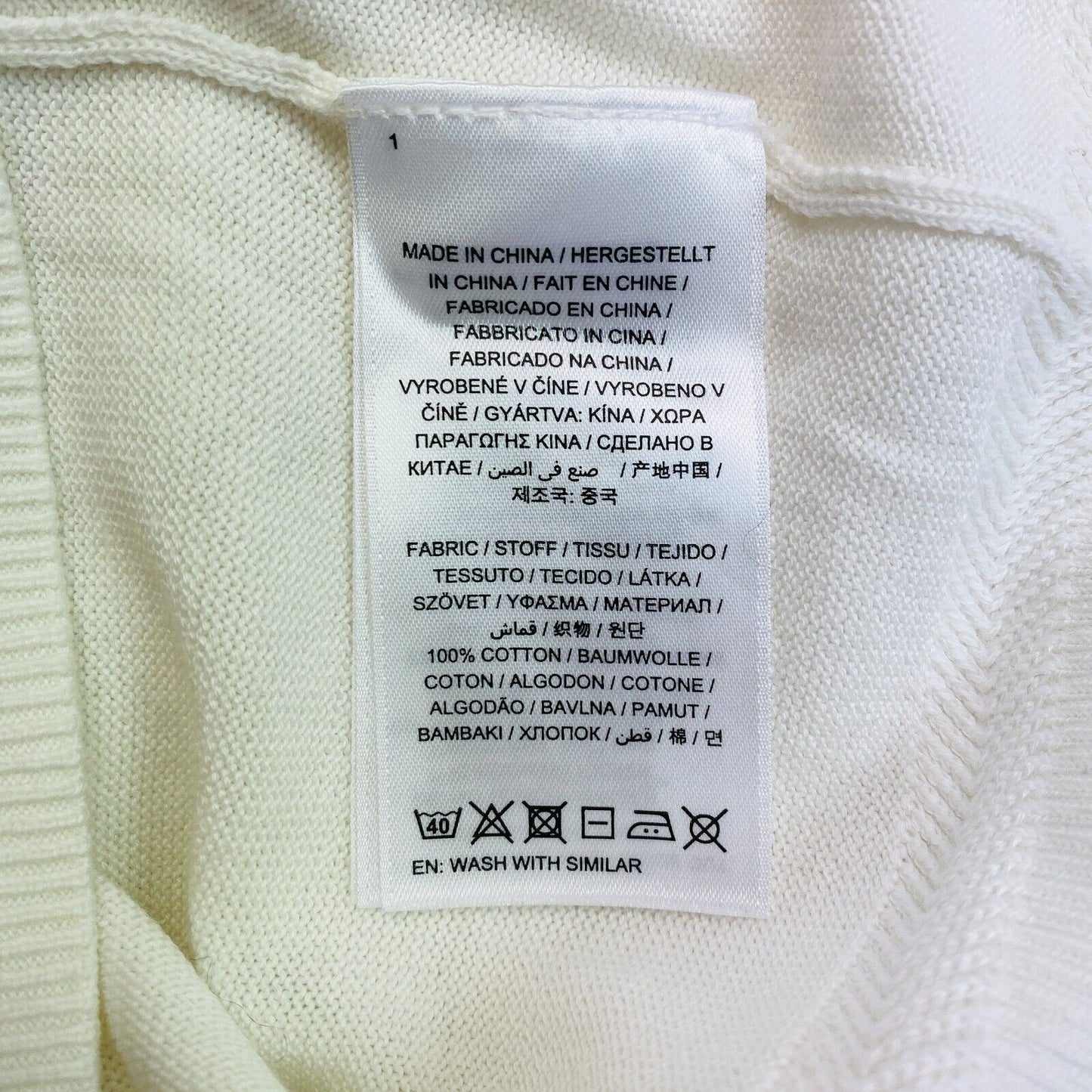 GANT Pull à col en V en coton léger blanc Taille XS