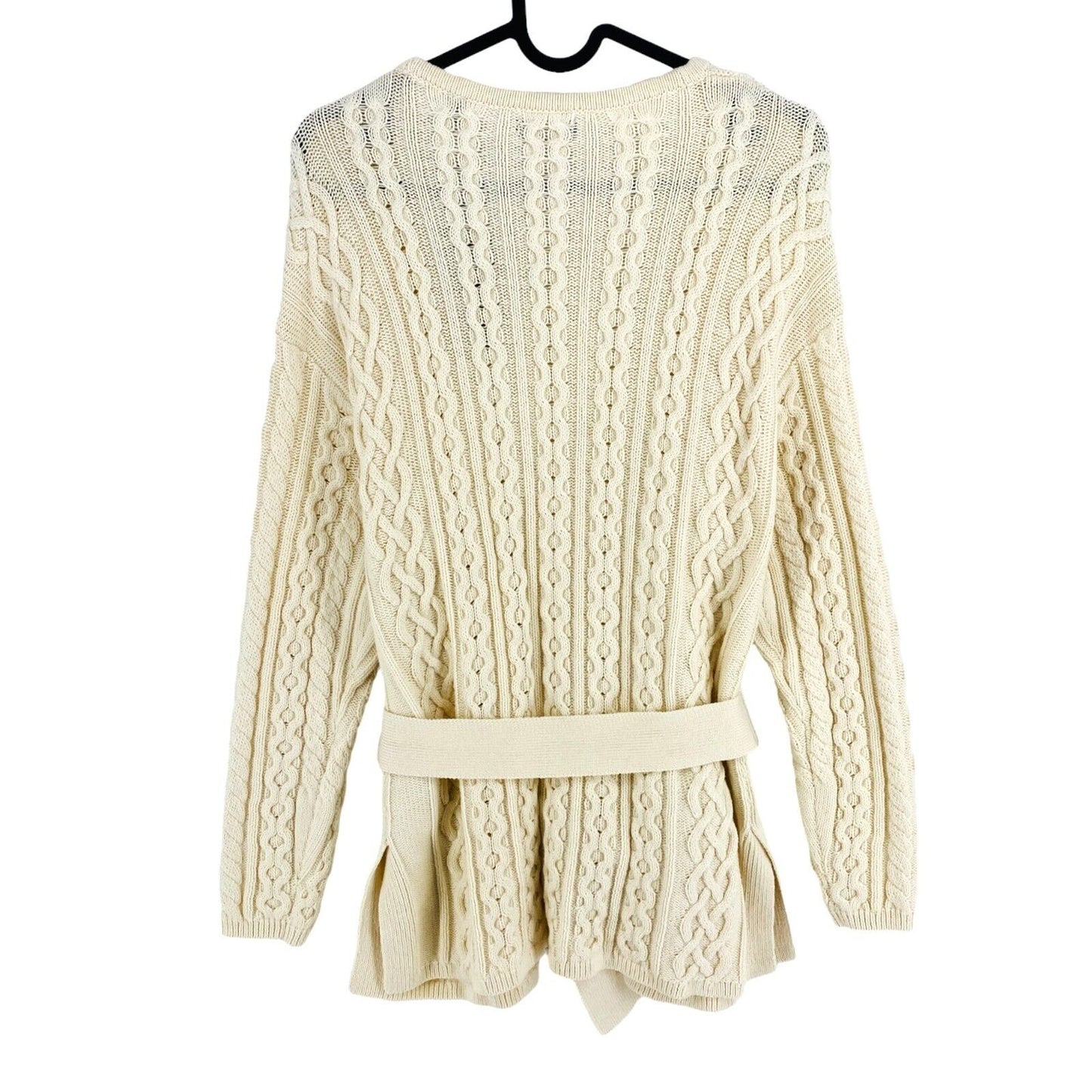 GANT Beige Cable Belted Wrap Cardigan Jumper Size S