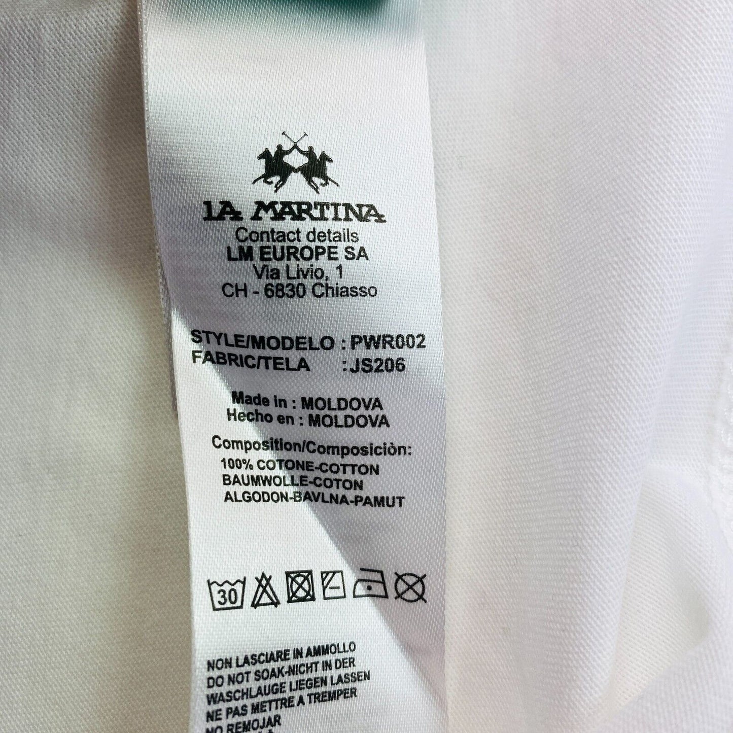 LA MARTINA White Cotton Jersey Crew Neck T Shirt Size 4 / L