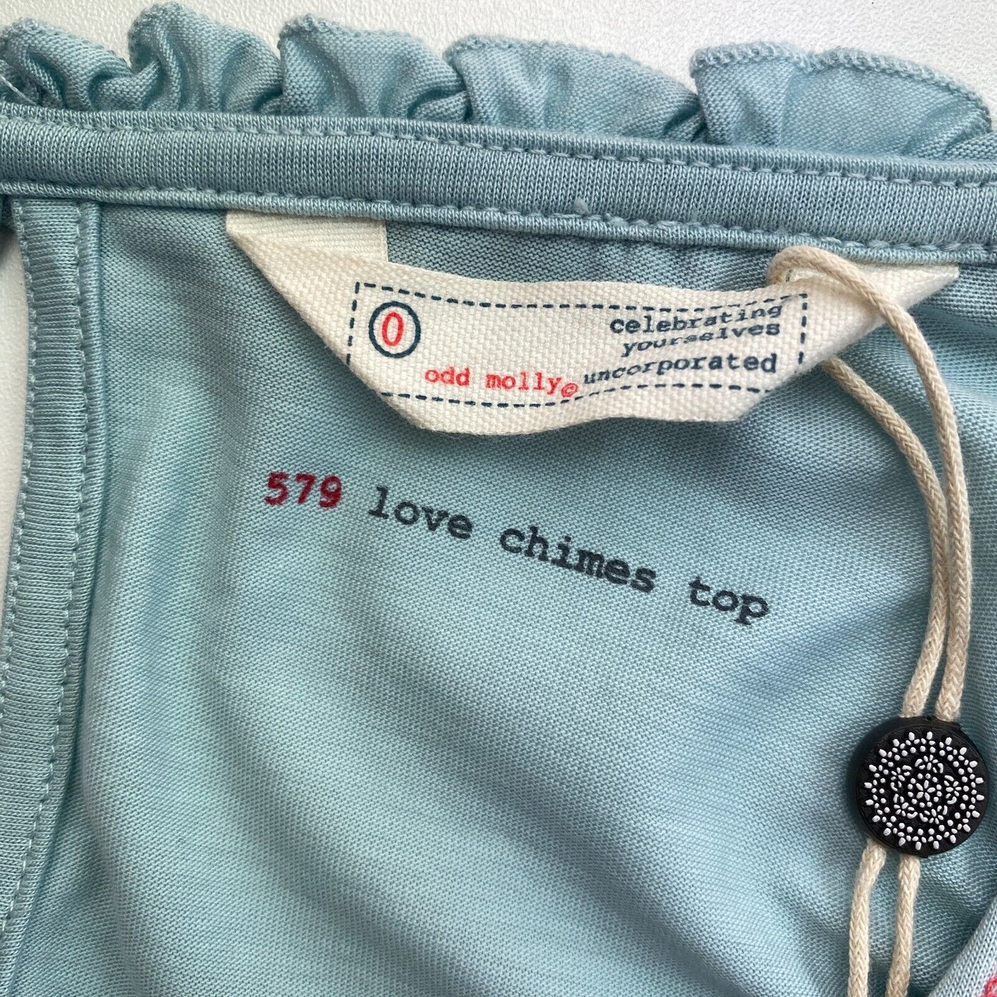 ODD MOLLY Blue Love Chimes Flared Top Size 0 / XS