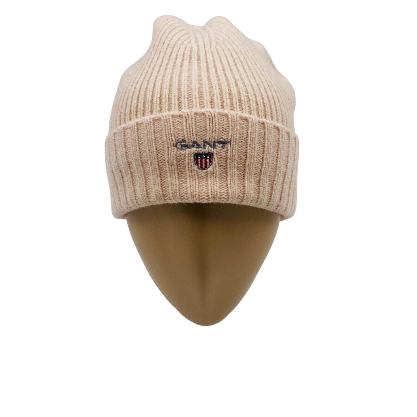 GANT Light Pink Unisex Wool Blend Lined Beanie Hat One Size