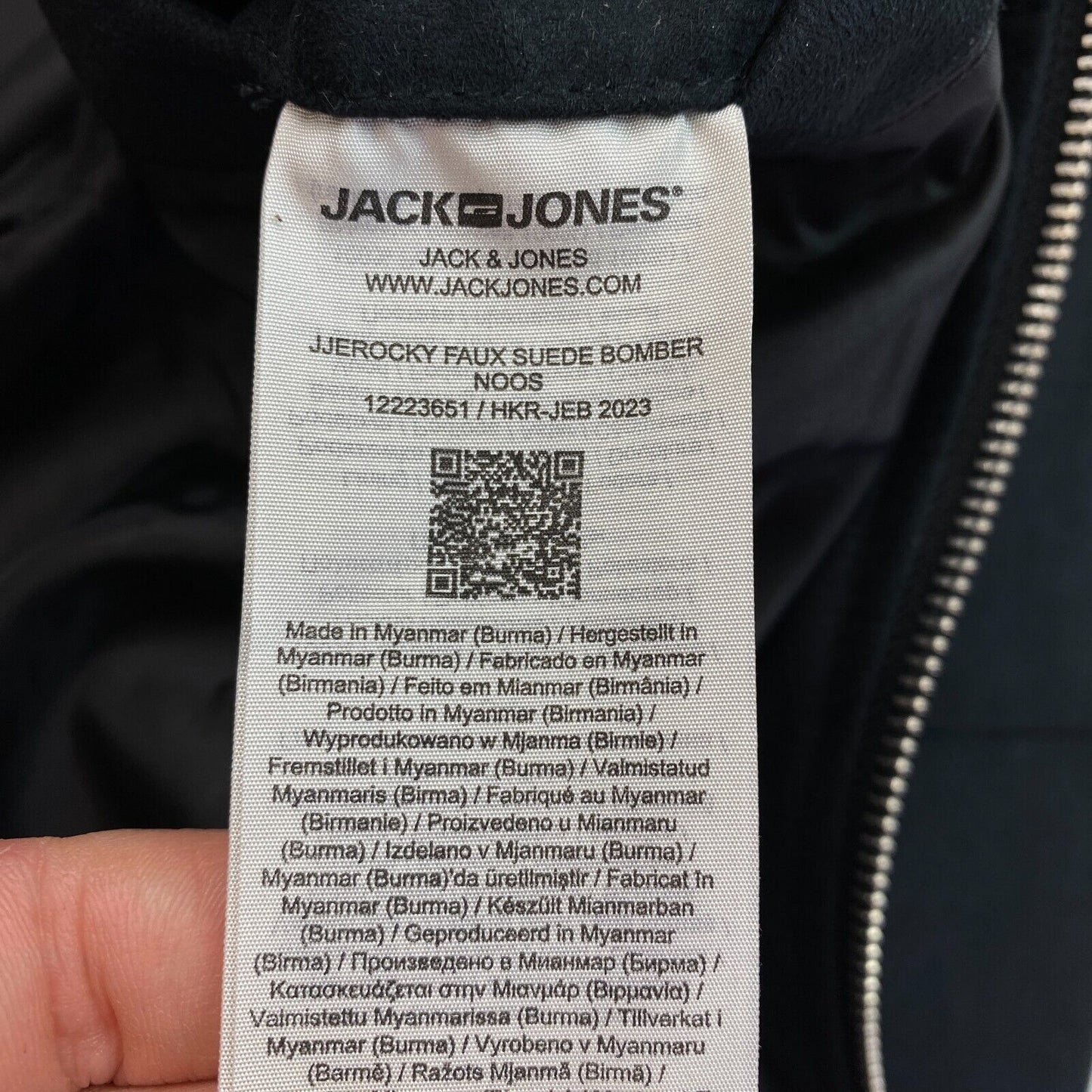 JACK&amp;JONES Herren Bomberjacke Rocky aus Wildlederimitat, Schwarz, Größe L